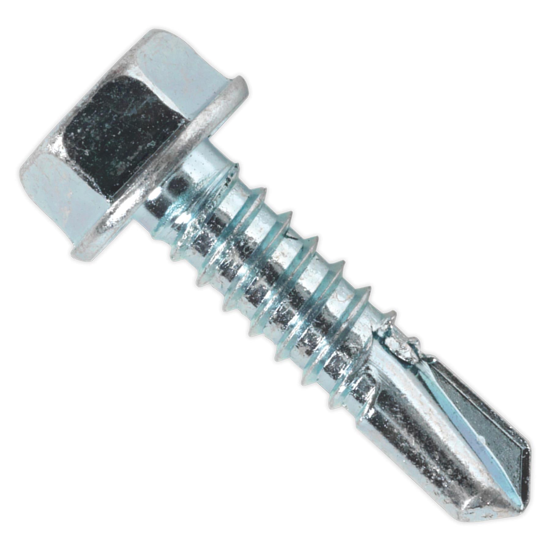 Sealey Self Drilling Screw 6.3 x 25mm Hex Head Zinc Pack of 100
