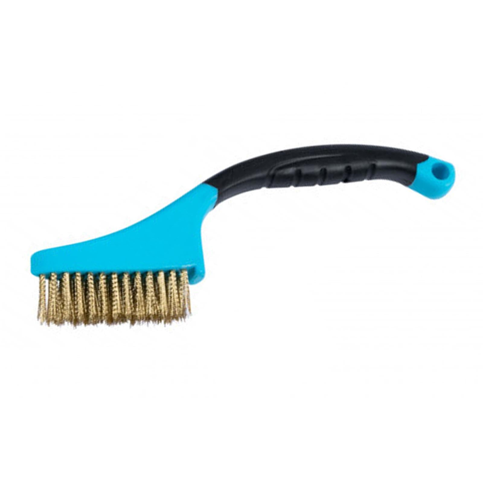 BlueSpot 3pc Soft Grip Mini Brush Set Nylon Brass Steel For Cleaning Metal Rust