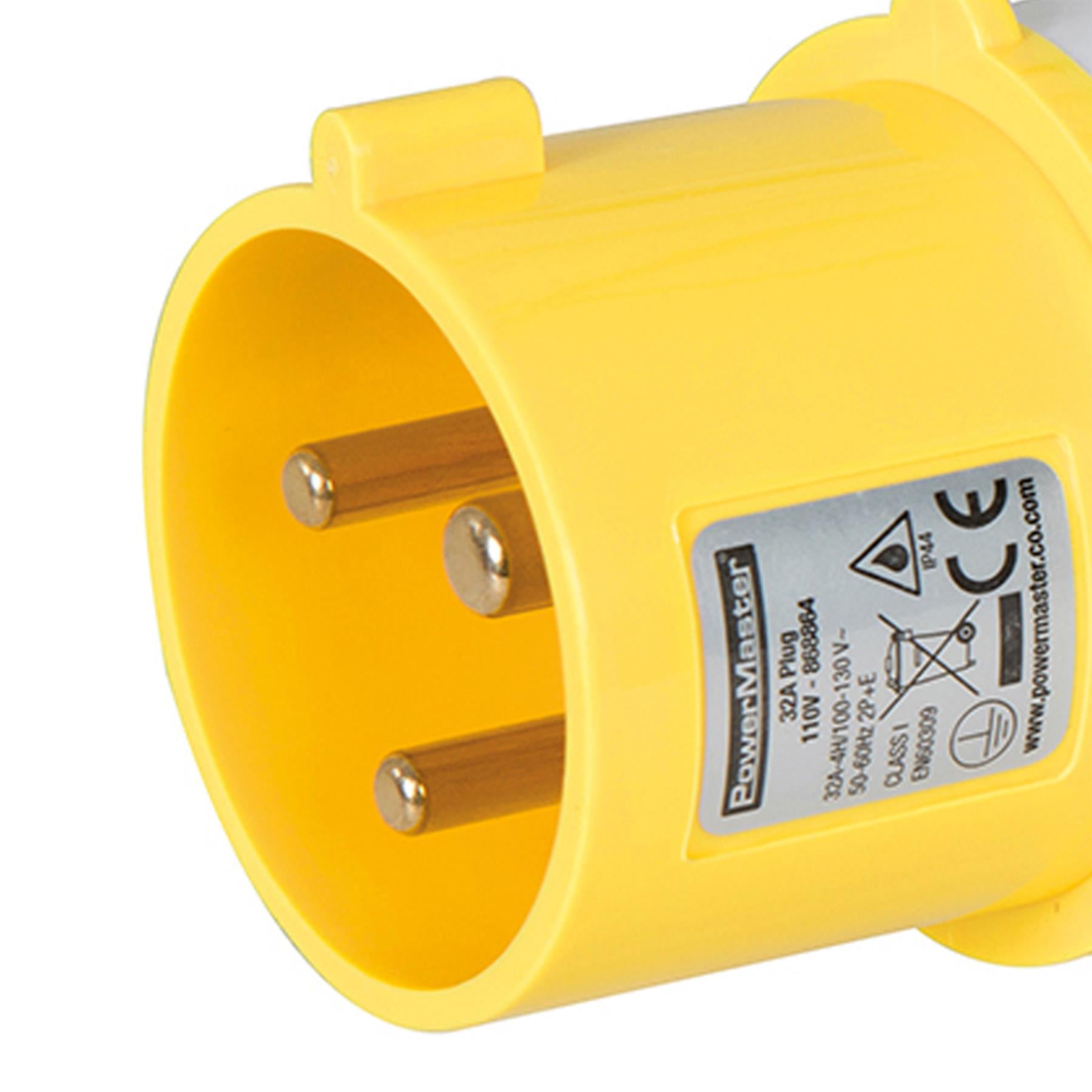 32A Plug 110V 3 Pin Impact Resistant Ip44 Rated Building Site Industrial Use