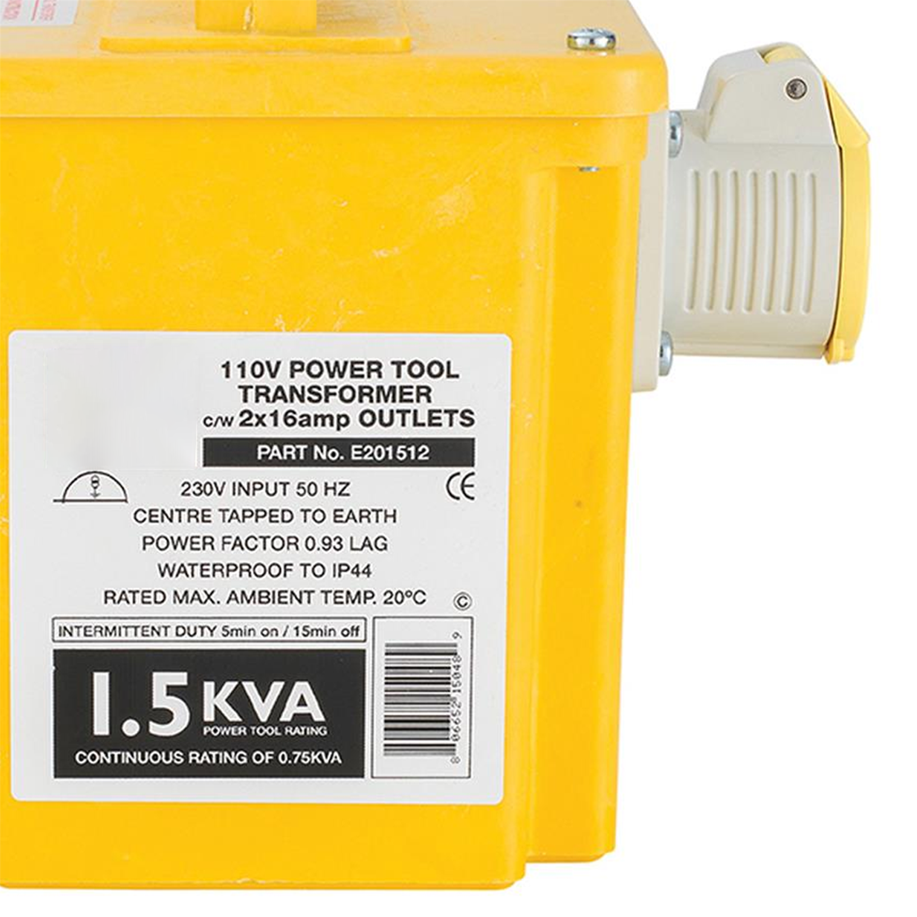 Defender 1.5kVA Transformer 16A 110V 16A Weight 11kg.