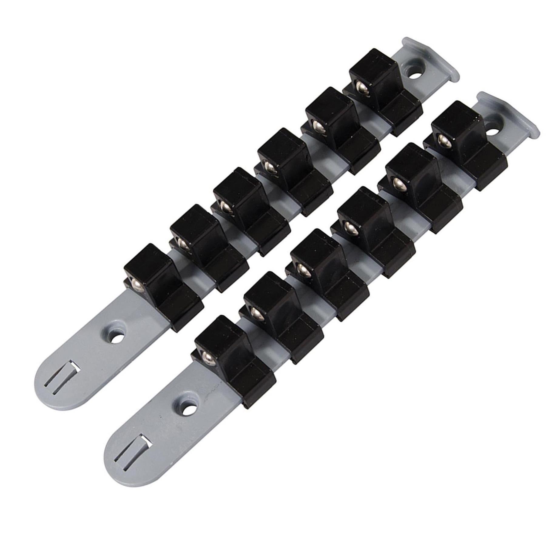 1/2" Drive Socket Holder Storage Organiser Rail Snap Set - 12 Clips Wall Mounting