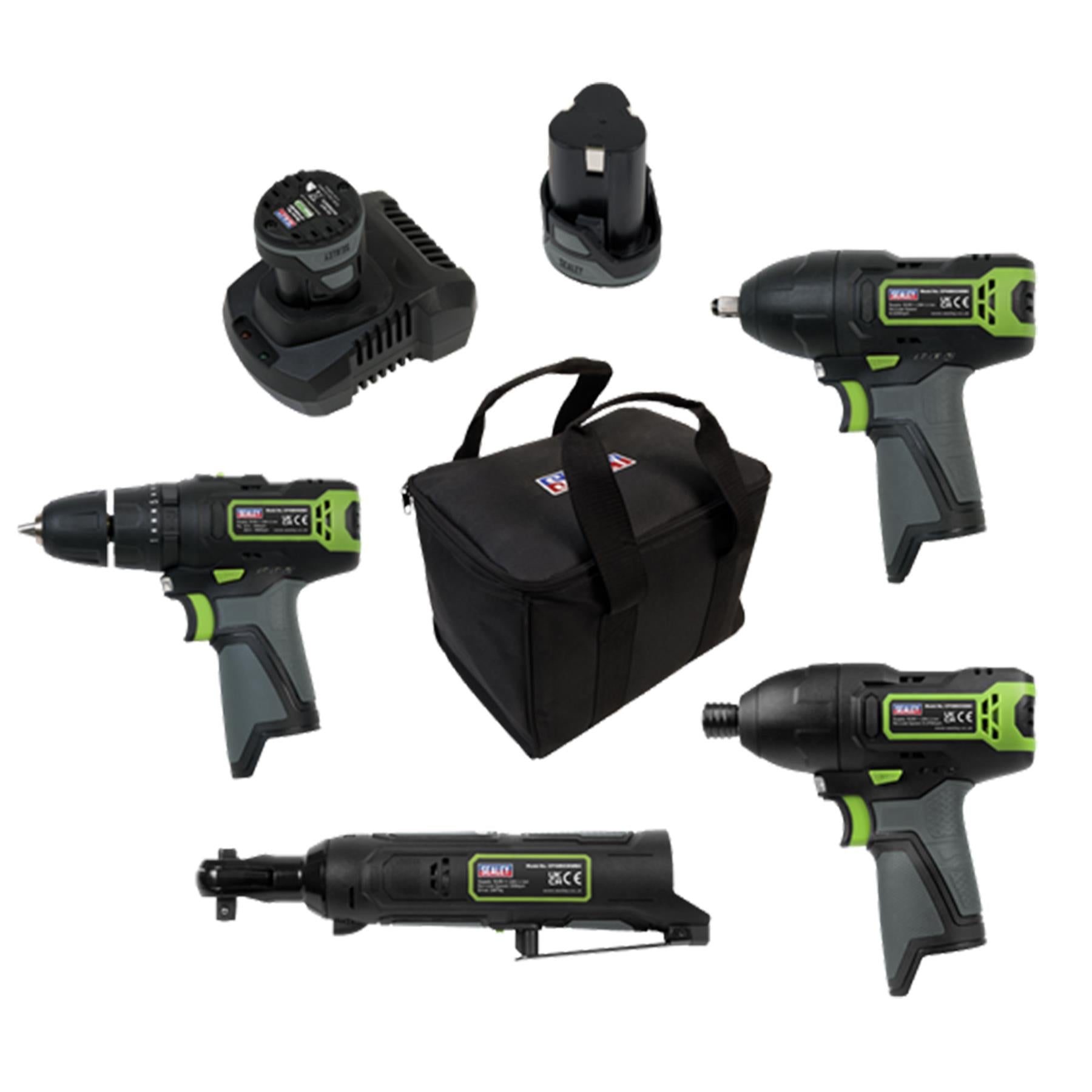 Sealey SV108 Series 4 x 10.8V Cordless Combo Kit - 2 Batteries