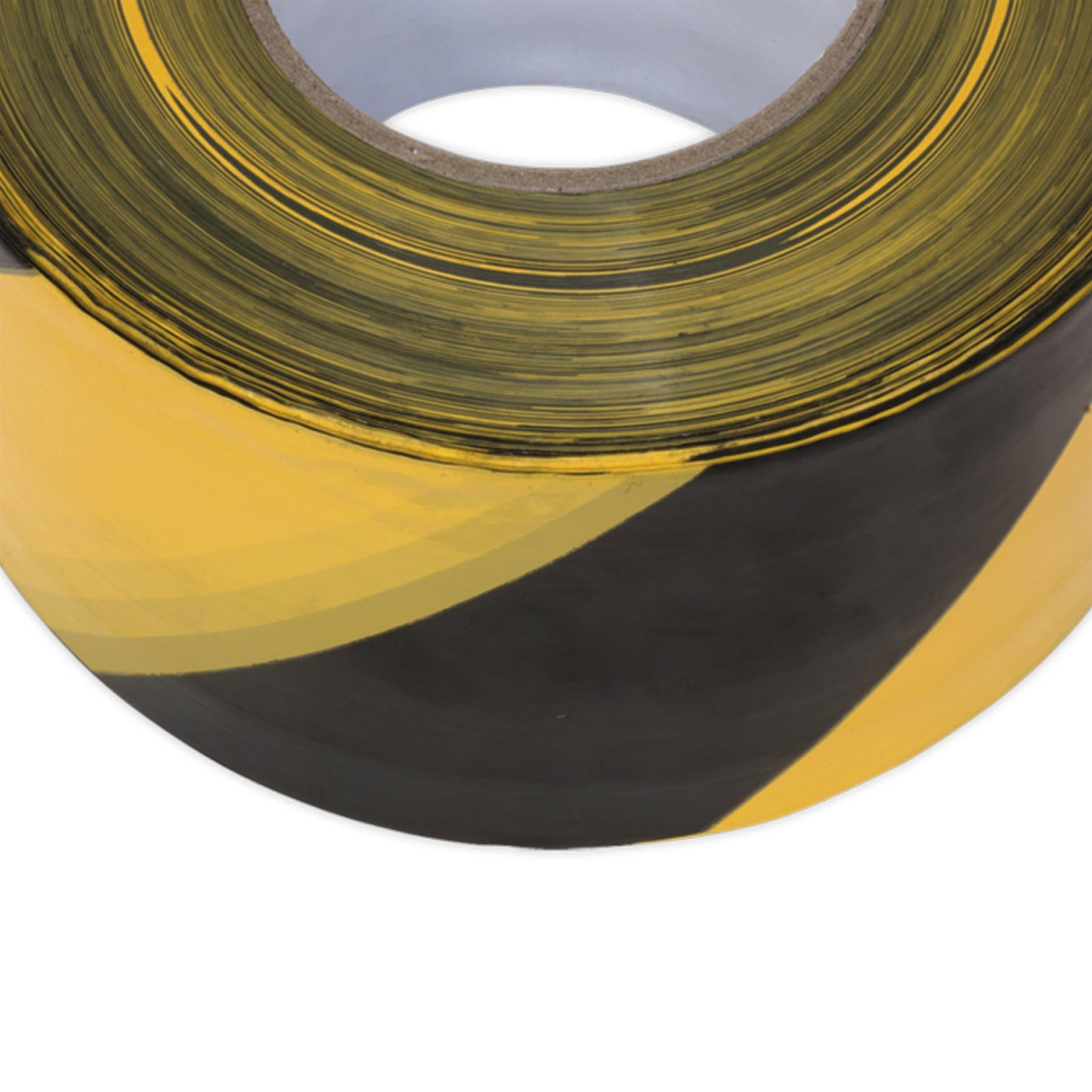 Sealey Hazard Warning Barrier Tape 80mm x 100m Black/Yellow Non-Adh
