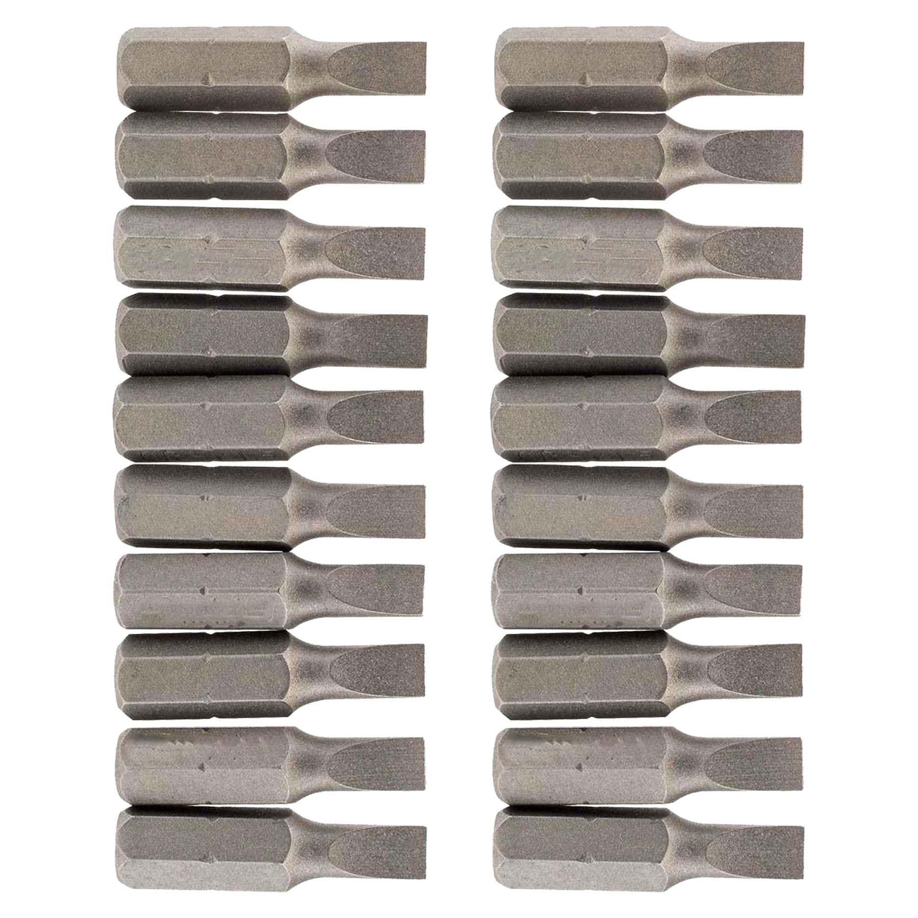 Slotted Screwdriver Bits 6mm CRV Chrome Vanadium Steel 1/4" Hex Drive 20Pcs