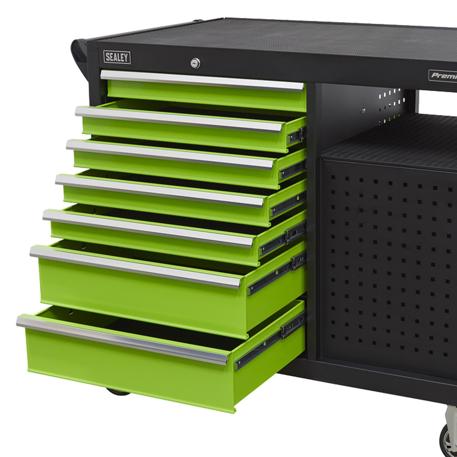 Sealey Mobile Workstation 10 Drawer 1140mm Green/Black