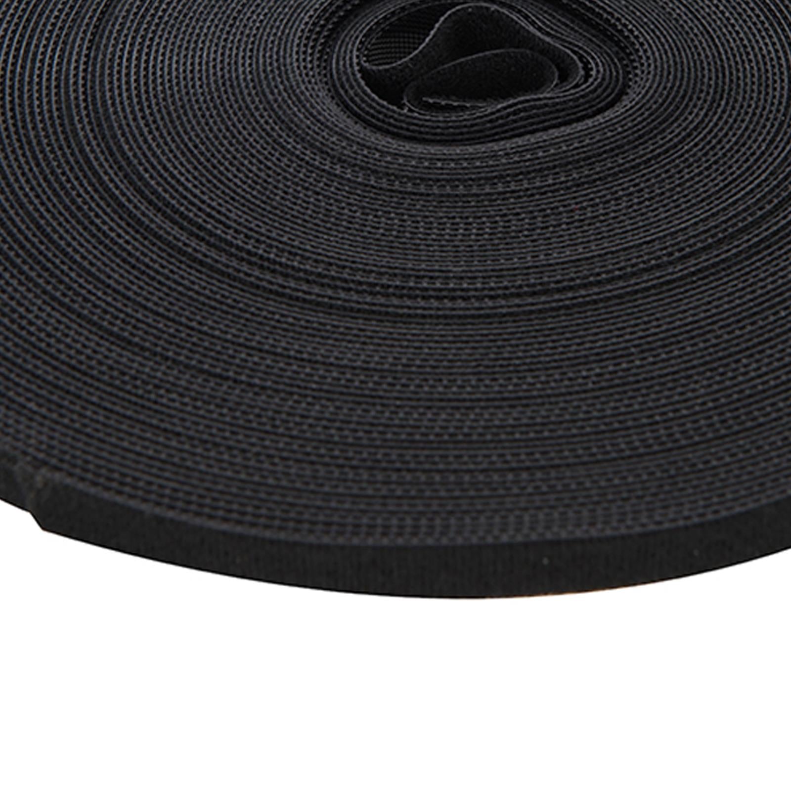 Self-Wrap Hook & Loop Tape Black - 10mm X 25M Double-Sided 100% Nylon Reusable