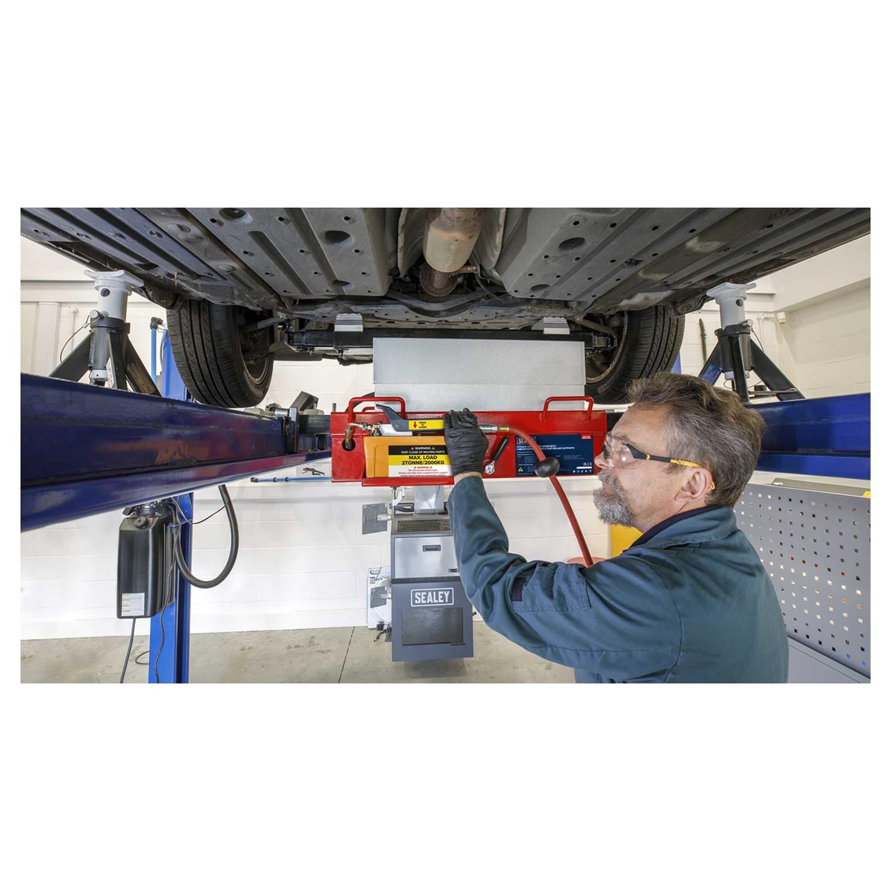 Sealey Air Jacking Beam 2 Tonne with Arm Extenders & Flat Roller Supports