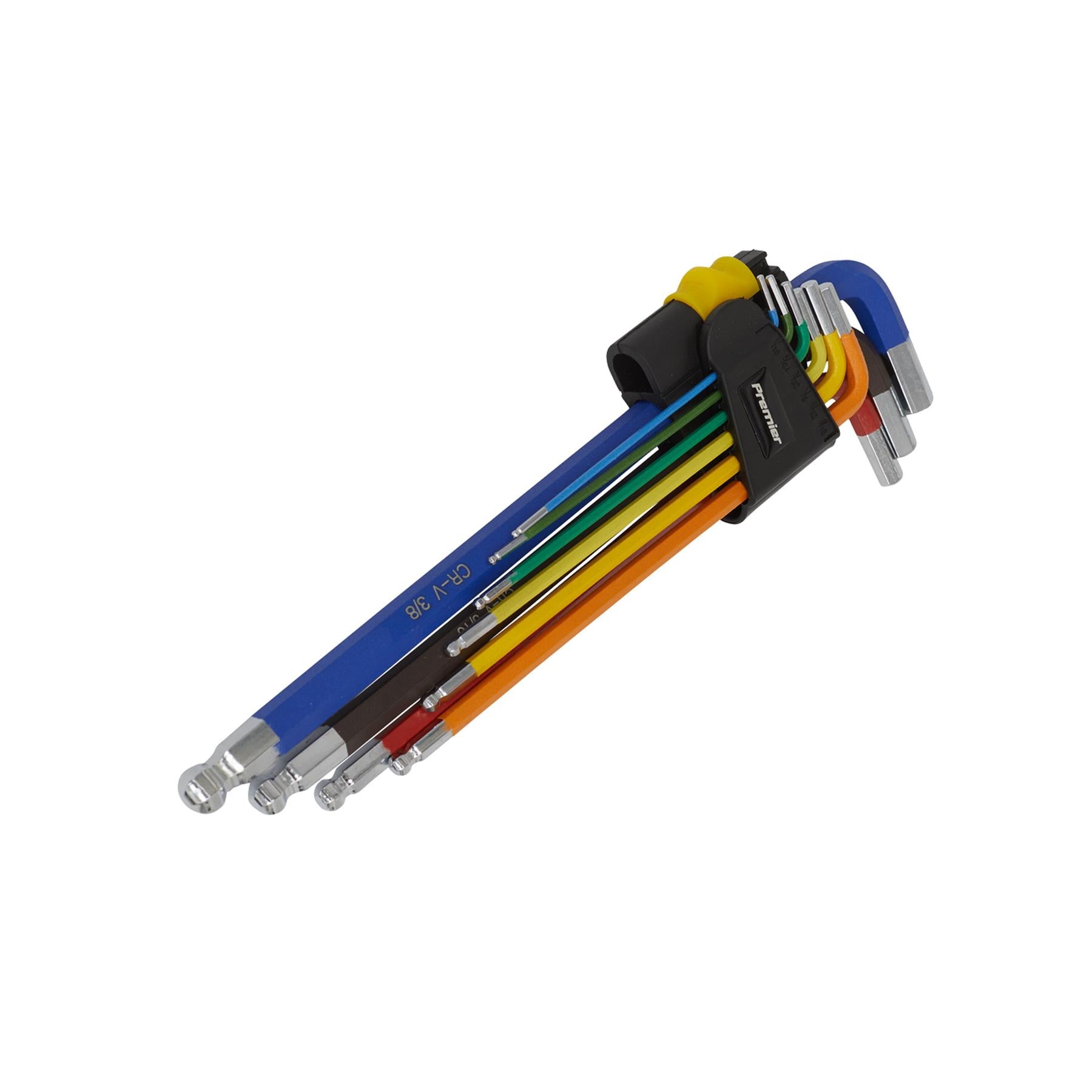 Sealey Ball-End Hex Key Set Extra-Long 9pc Colour-Coded Imperial
