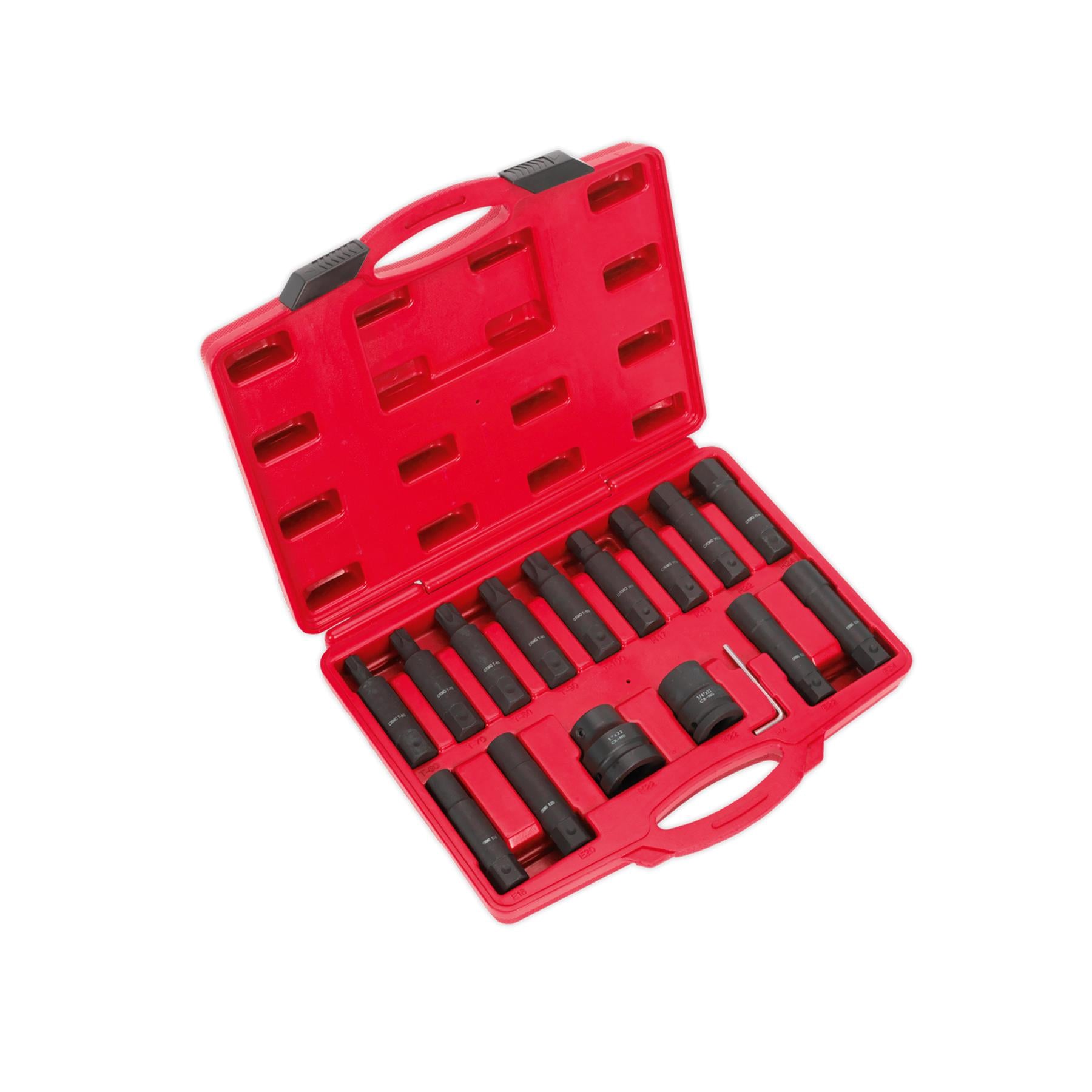 Sealey Impact Hex, TRX-Star*(M&F) Socket Bit Set 16pc 3/4"&1"Sq Dr