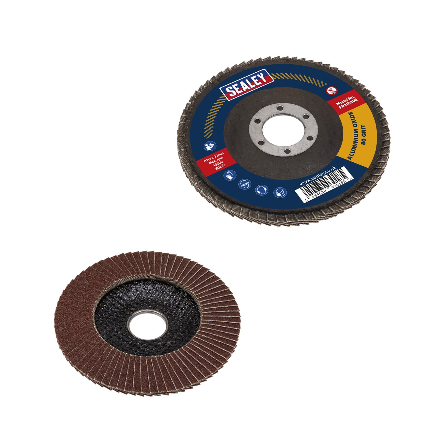 Sealey Flap Disc Aluminium Oxide Ø115mm Ø22mm Bore 80Grit
