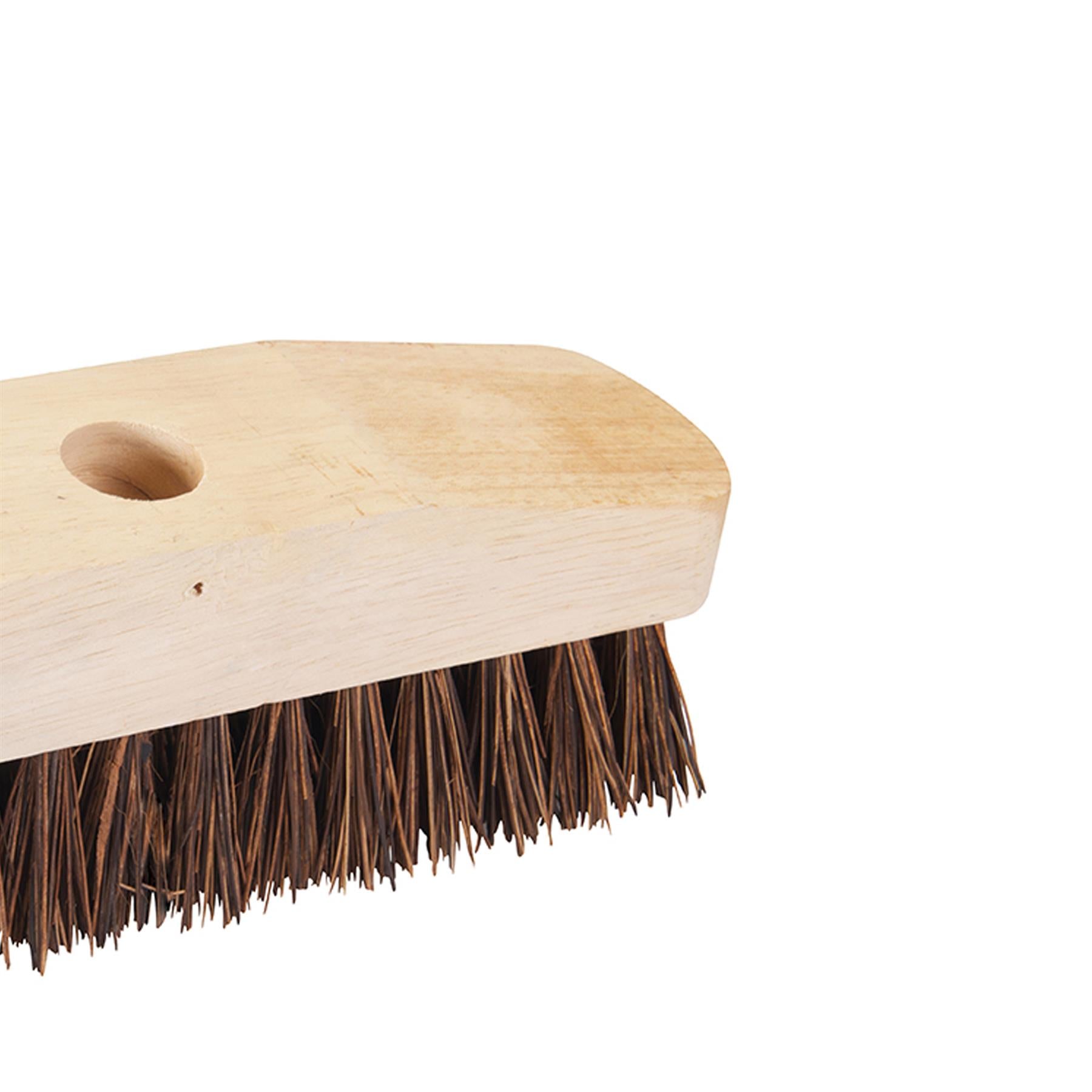 Deck Scrub Brush 228mm (9") Rubberwood With Stiff Bassine Bristles For Outdoor