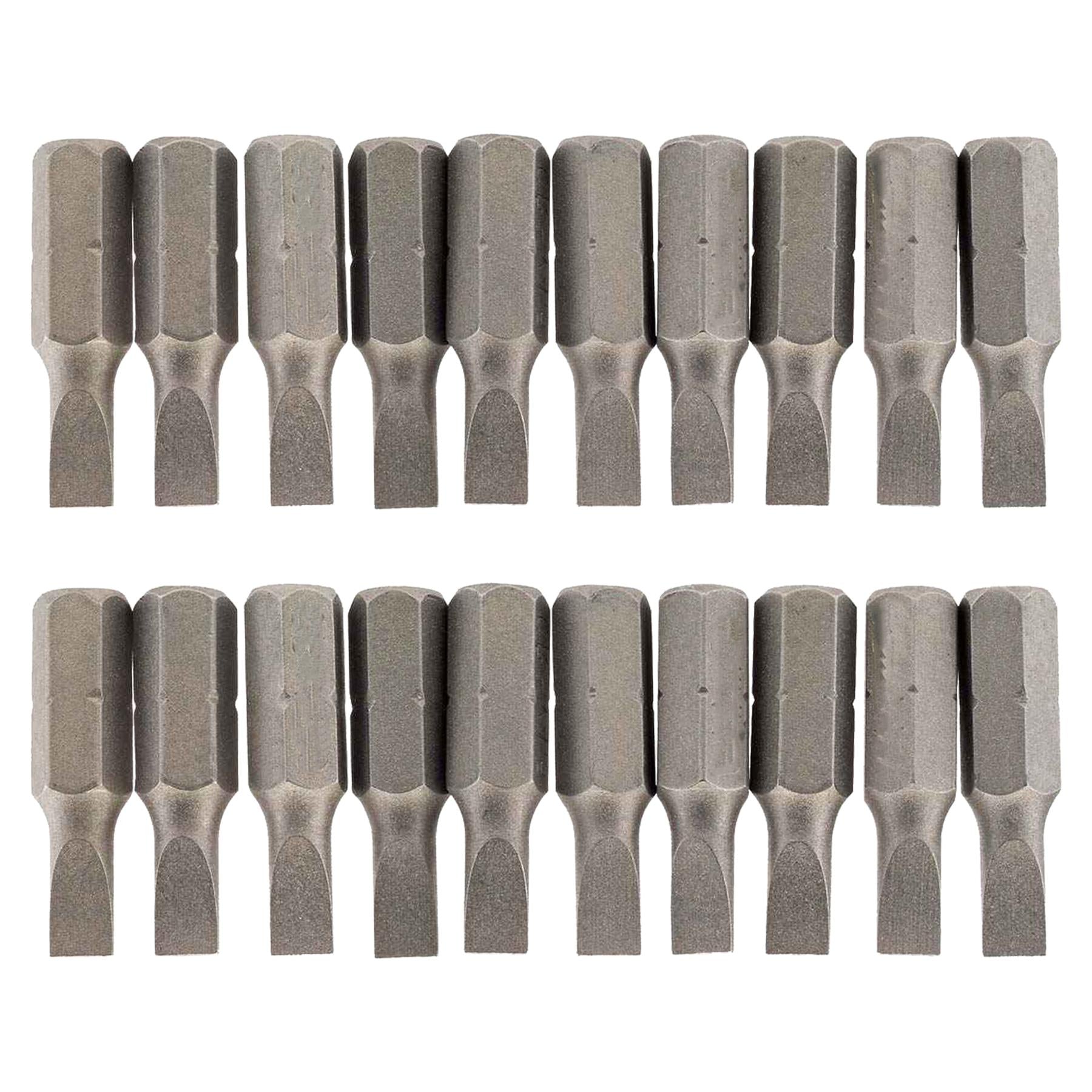 Slotted Screwdriver Bits 6mm CRV Chrome Vanadium Steel 1/4" Hex Drive 20Pcs