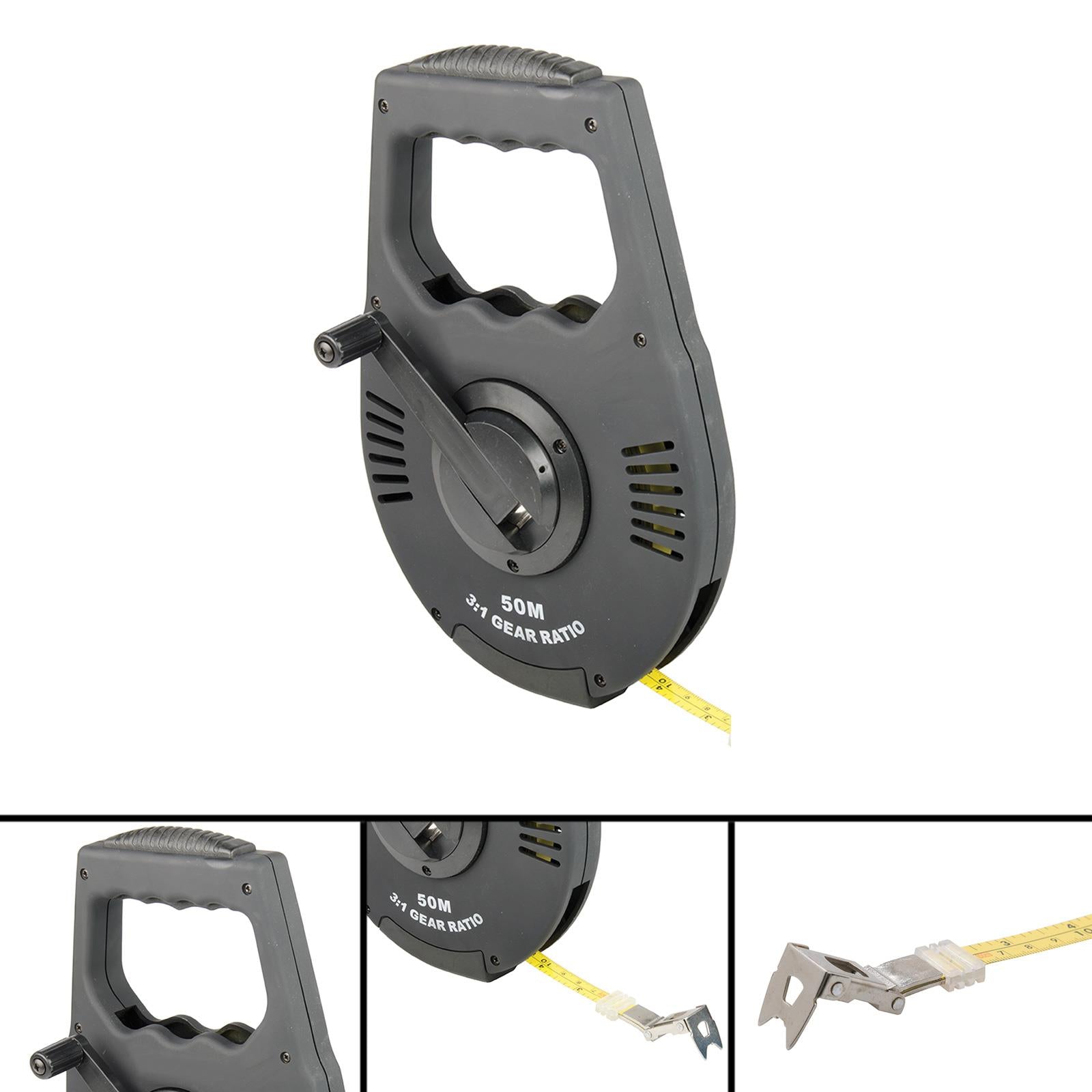 50M Geared Surveyor Stainless Steel Tape Measure Corrosion-Resistant New