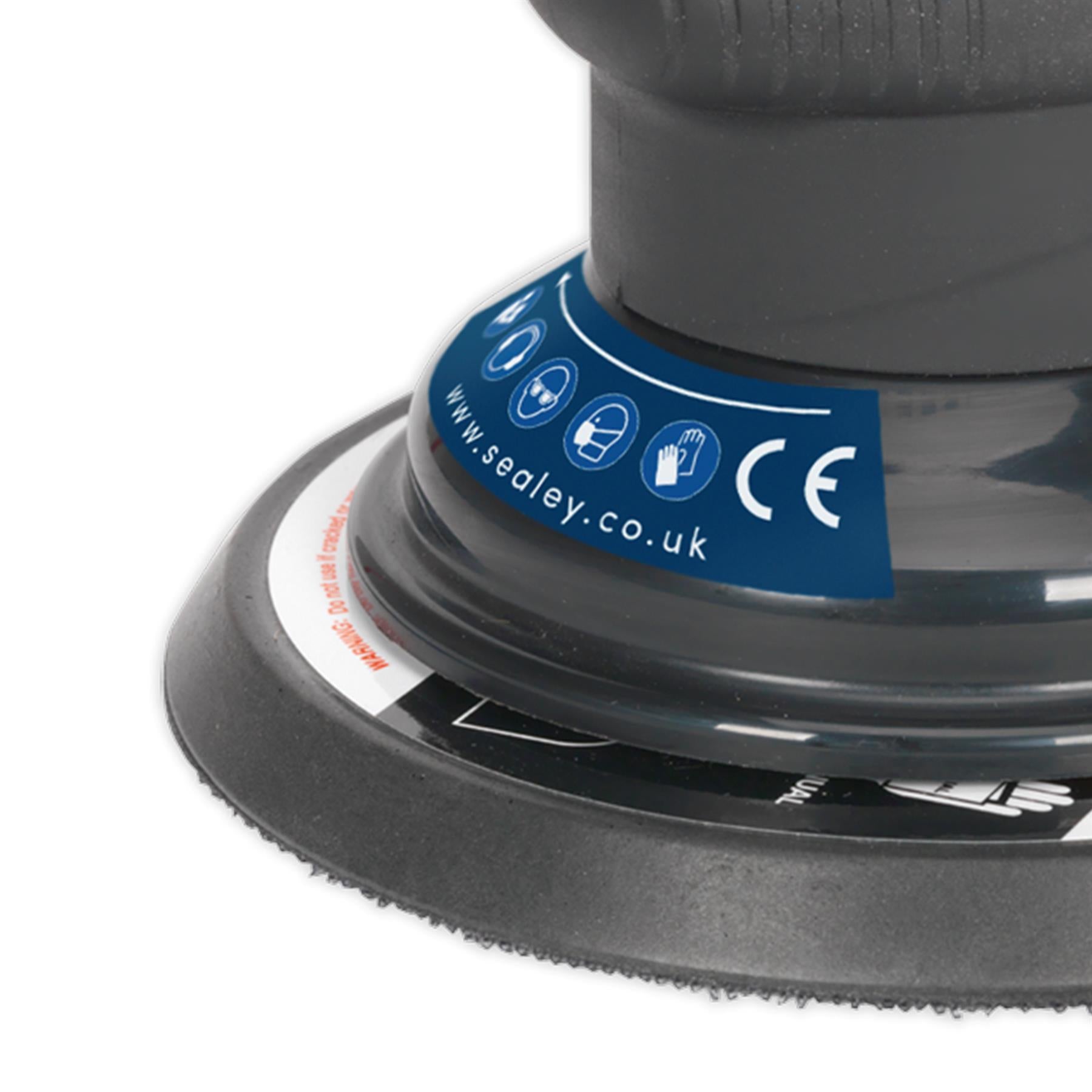 Sealey Air Palm Orbital Sander 150mm Dust-Free Adjustable Air Regulator