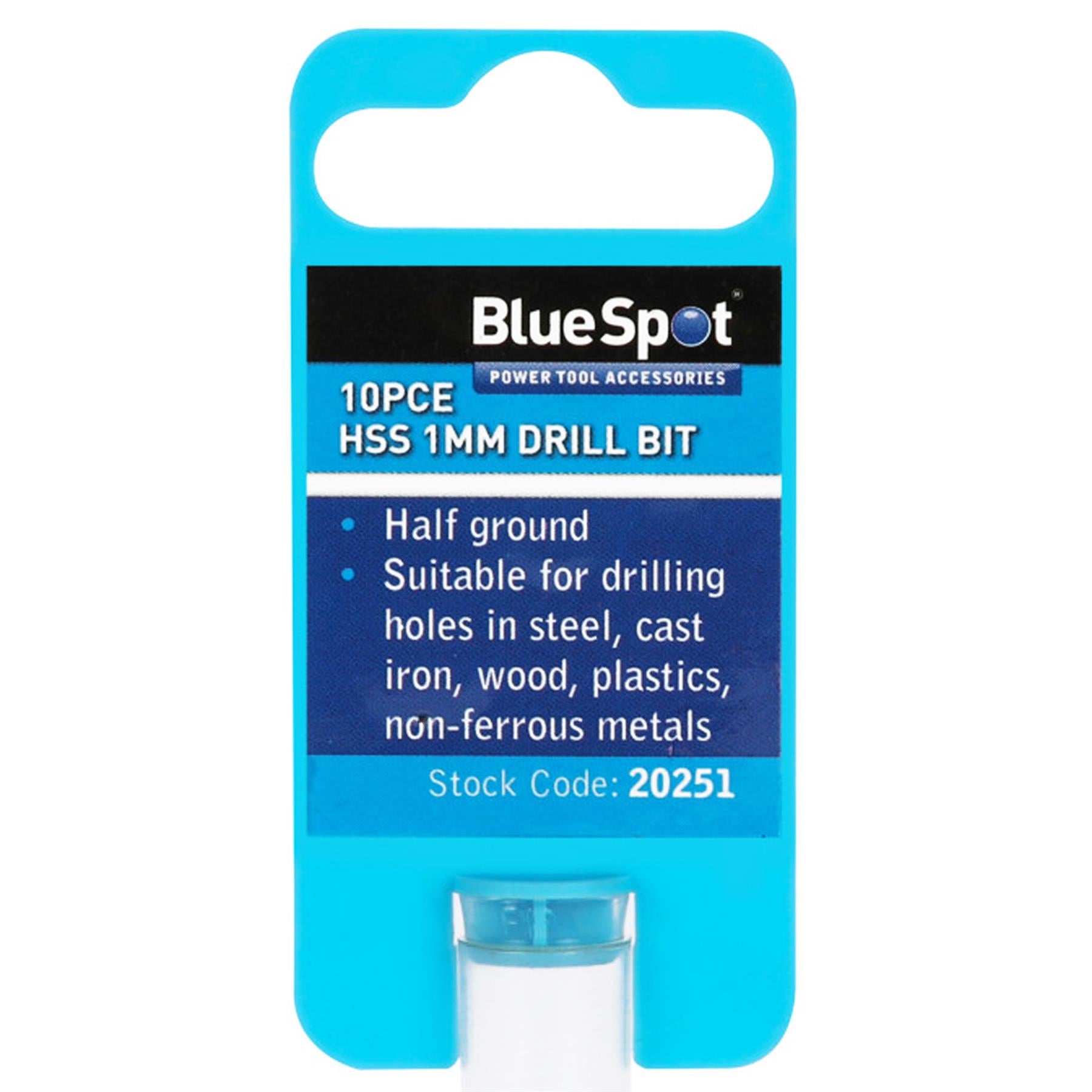 BlueSpot Metal HSS Metric Drill Bits set 10 PCE 1mm For Steel & Wood