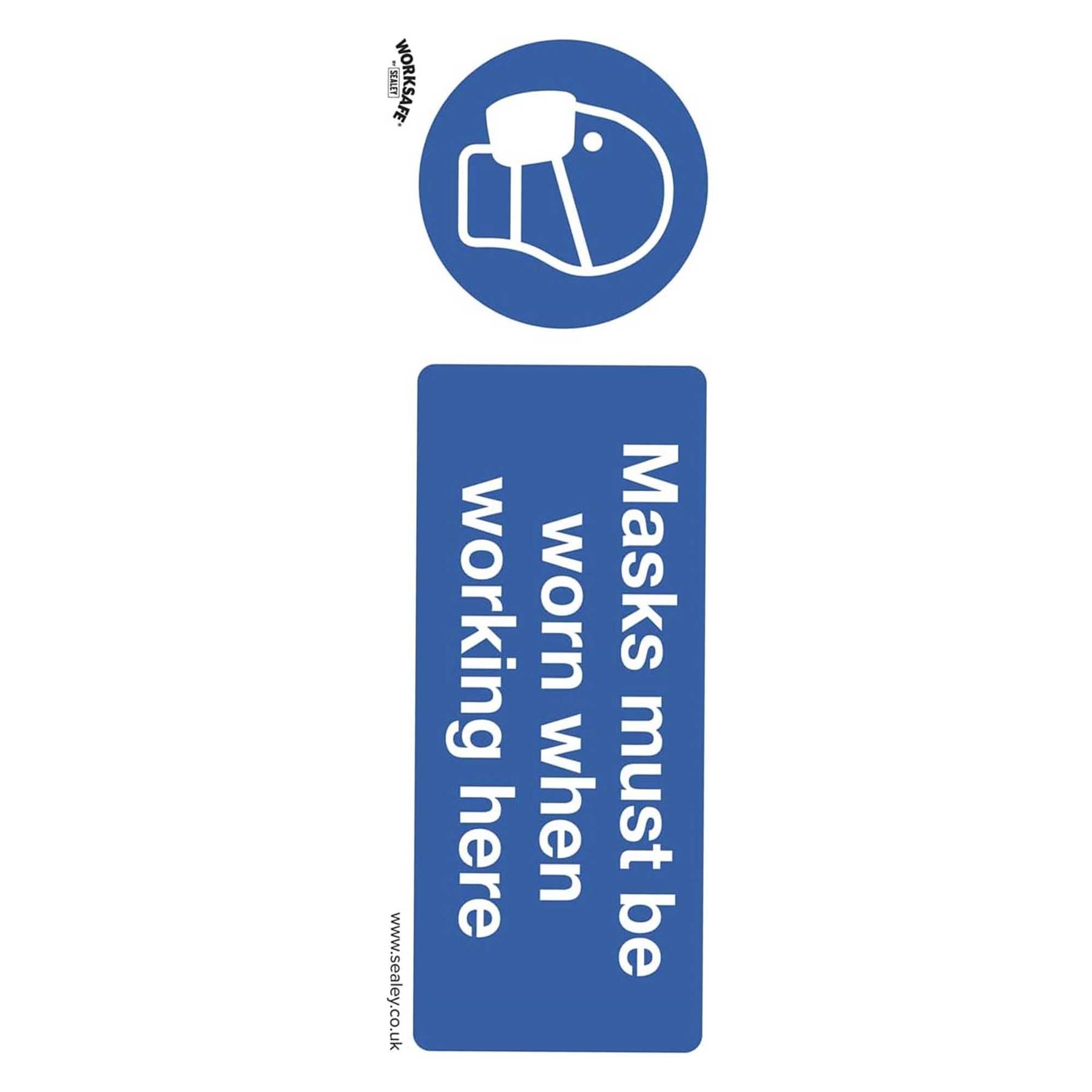 Sealey Mandatory Safety Sign - Masks Must Be Worn - Rigid Plastic - Pack of 10