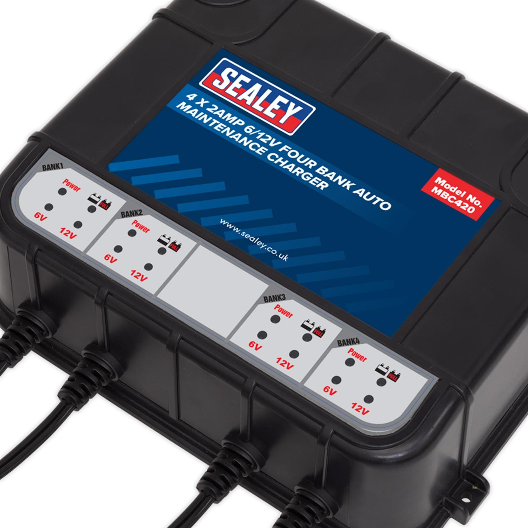 Sealey Four Bank 6/12V 8Amp (4 x 2A) Auto Maintenance Charger