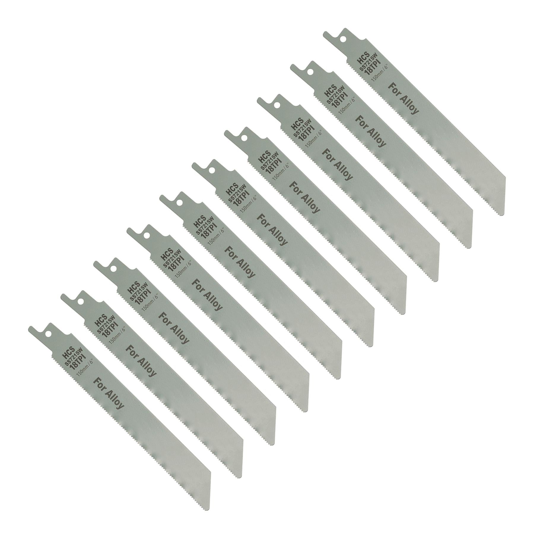 10 Reciprocating Saw Blades 18 Tpi 150mm Wood & Soft Alloy Cutting Fine