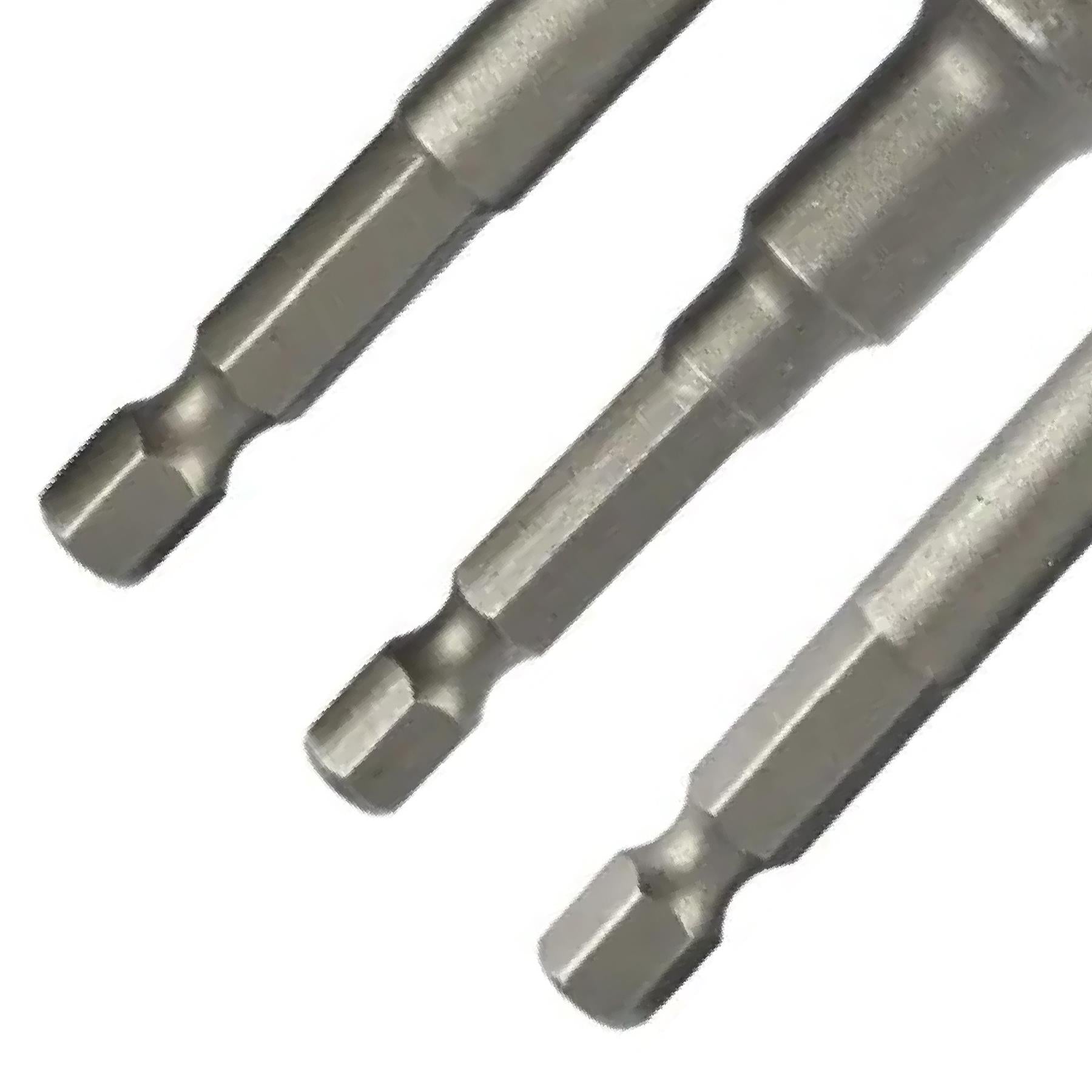 3pc 1/4" Hex Bit to 1/4" 1/2" 3/8" Square Drive Socket Adaptor Power Drill Set