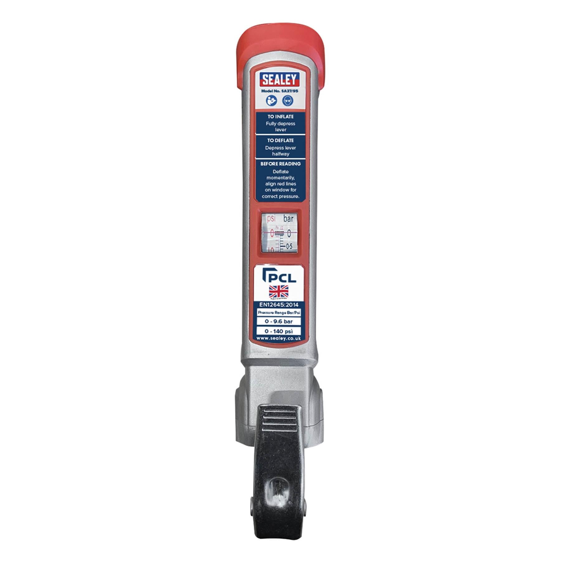 Sealey Tyre Inflator 2.5m Hose with Twin Clip-On Connector