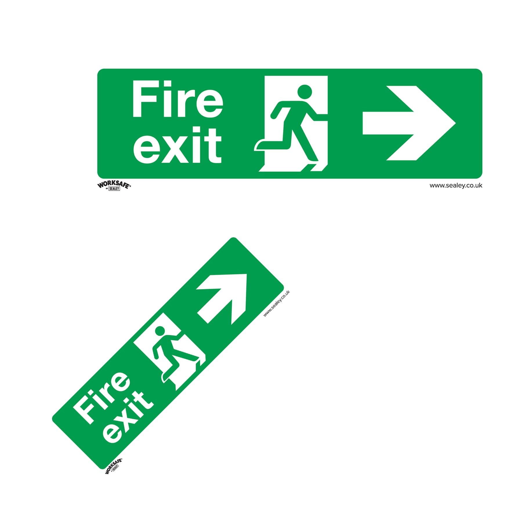 Sealey Safety Sign - Fire Exit (Right) - Self-Adh. Vinyl - Pk of 10