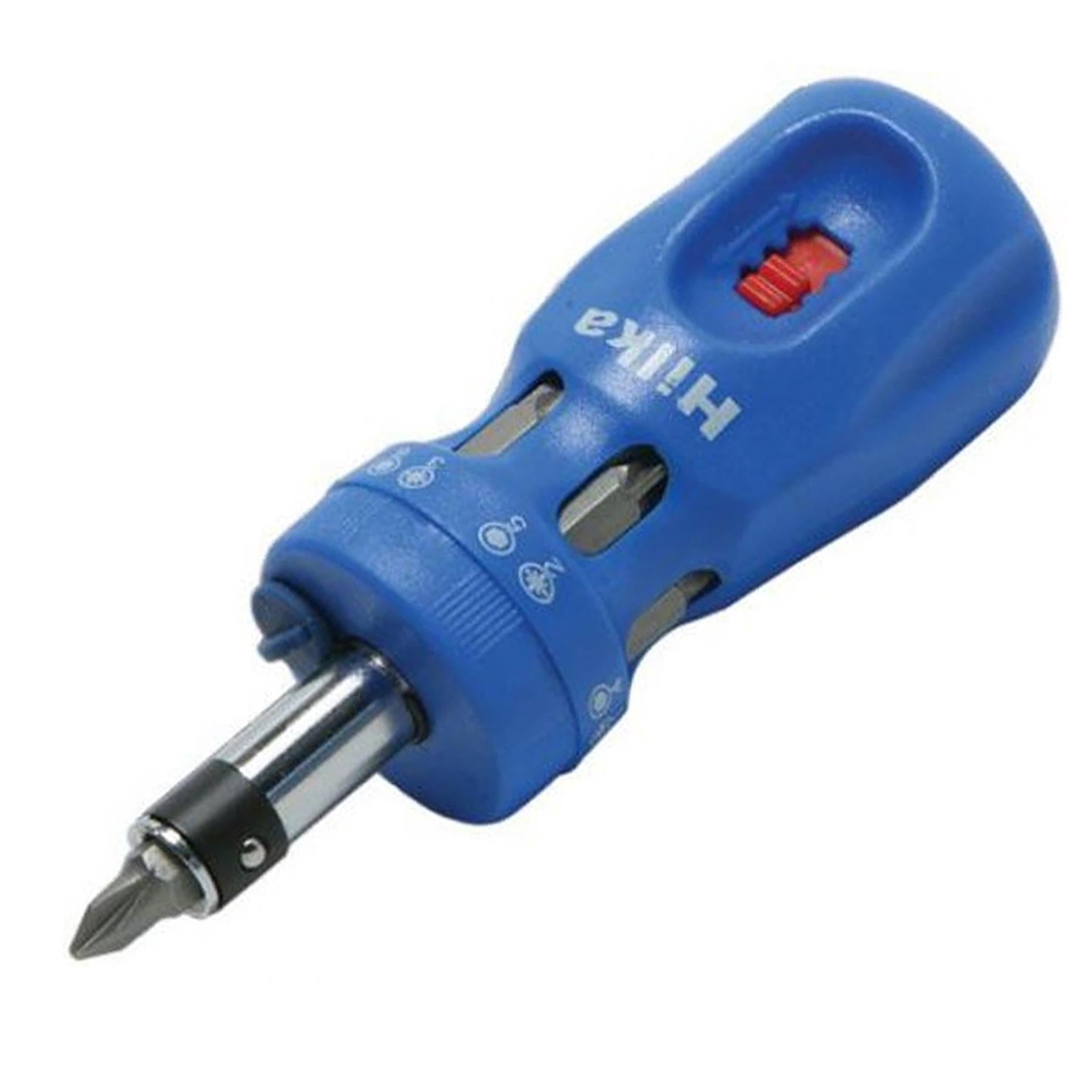 Stubby Ratchet Screwdriver with 12 in1 Hex Philips Pozi Slotted Bits