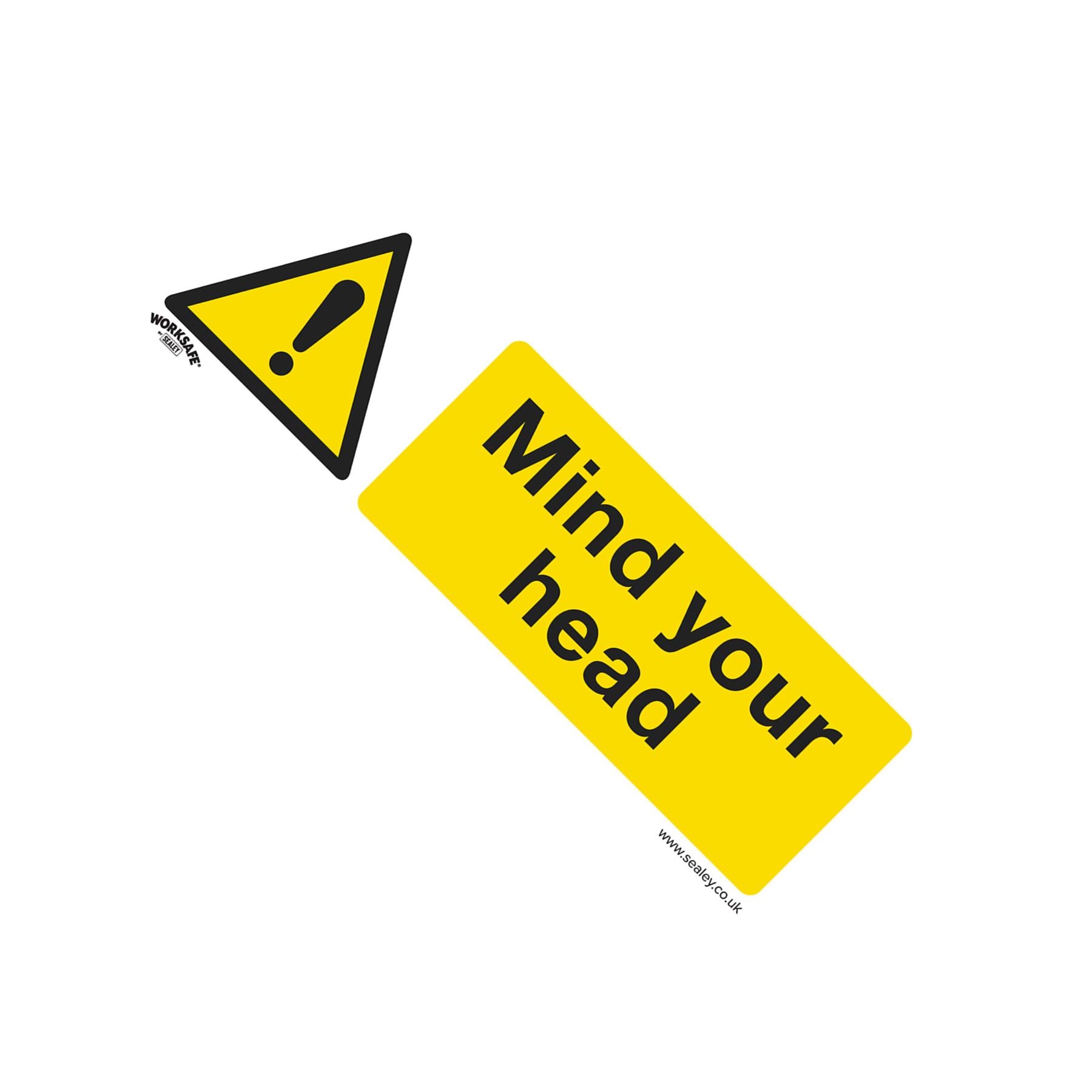 Sealey Safety Sign - Mind Your Head - Self-Adhes. - Pack of 10