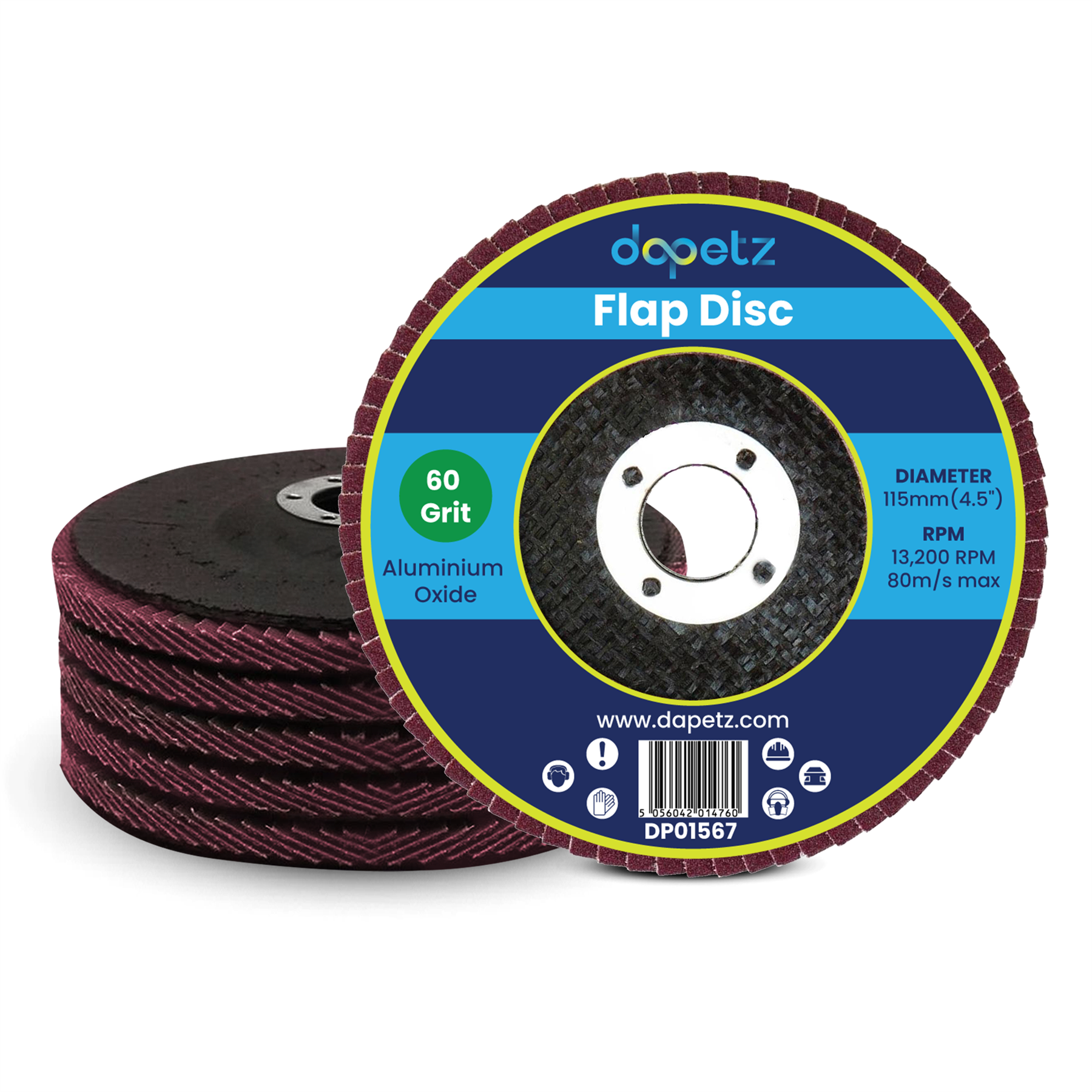 10 X Flap Sanding Discs 115mm 60 120 Grit Aluminium Oxide 4.5" Angle Grinder Mix