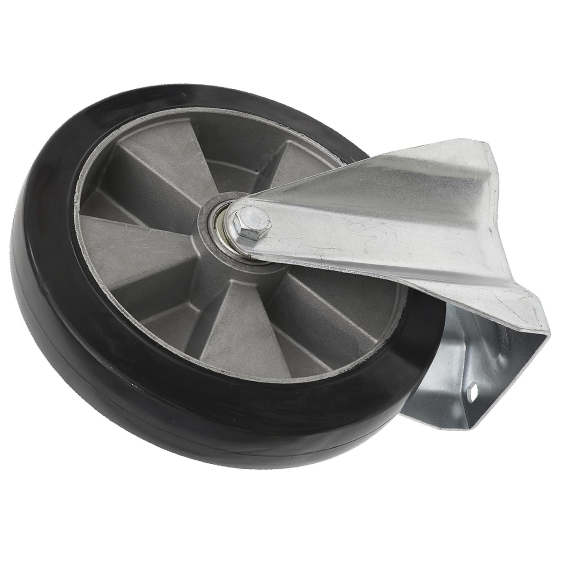 Sealey Heavy-Duty Rubber Castor Wheel Fixed Plate 200mm
