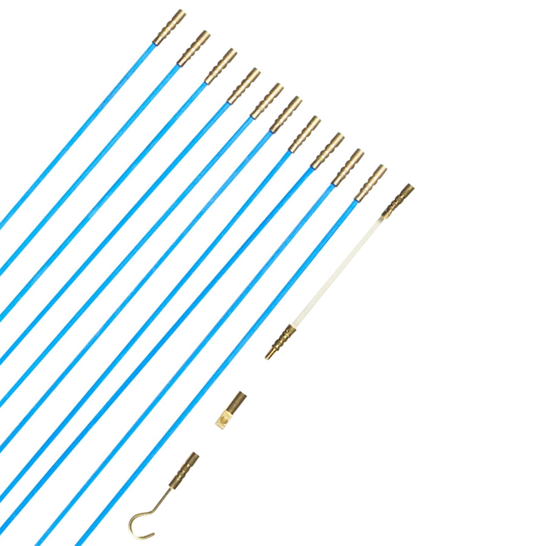 BlueSpot Cable Access Kit 10 x 330mm Long Reach Rod Puller for Wires Hook/Ring