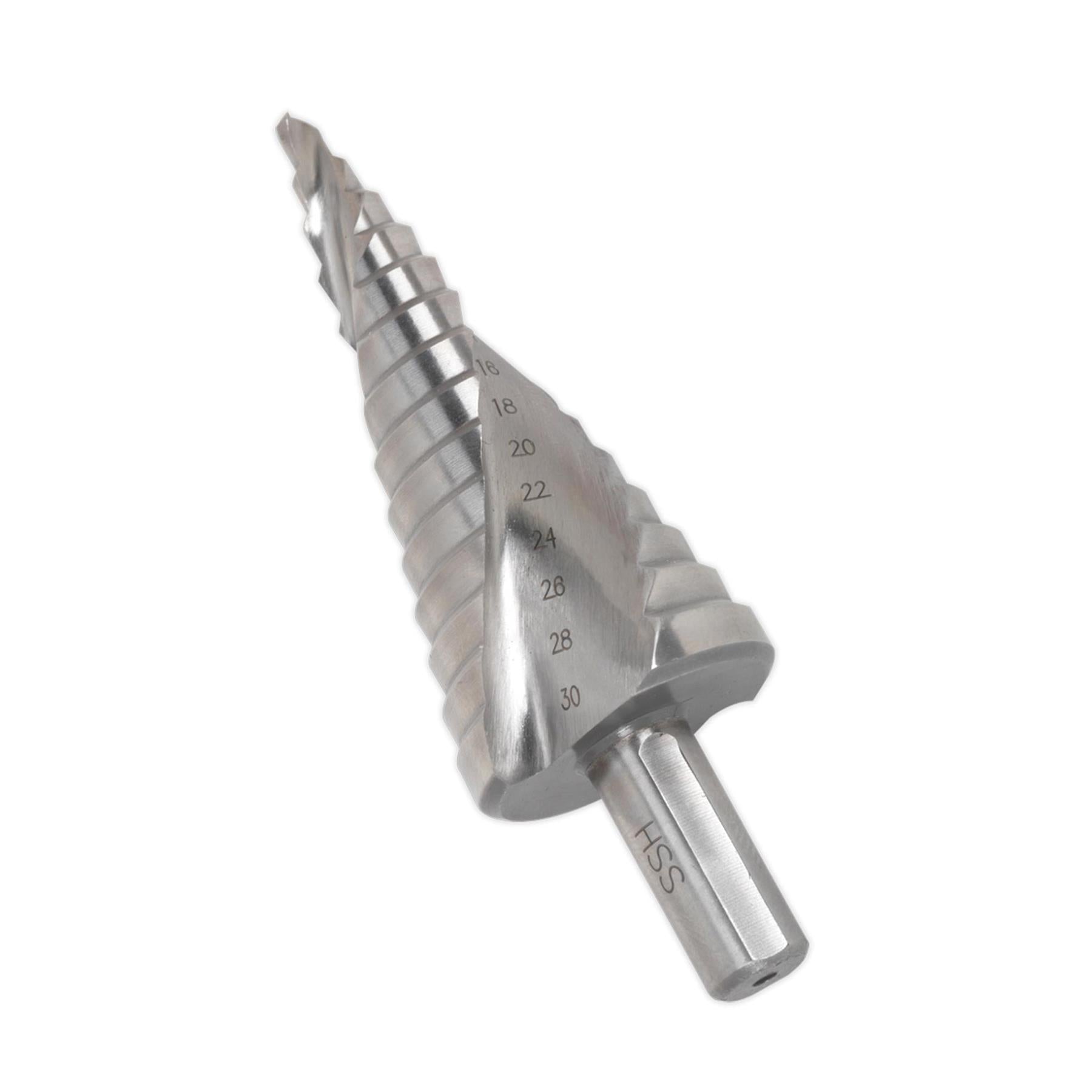 Sealey Step Drill Bit HSS 4341 Double Spiral Flute 4-30mm Hole Cutter AK4748