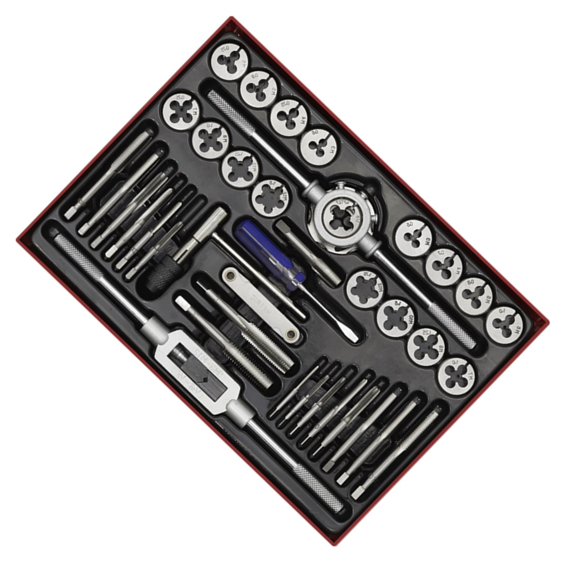 Sealey 40pc Tap and Die Set Split Dies Metric Thread Cutting Tool M3 - M12 Steel