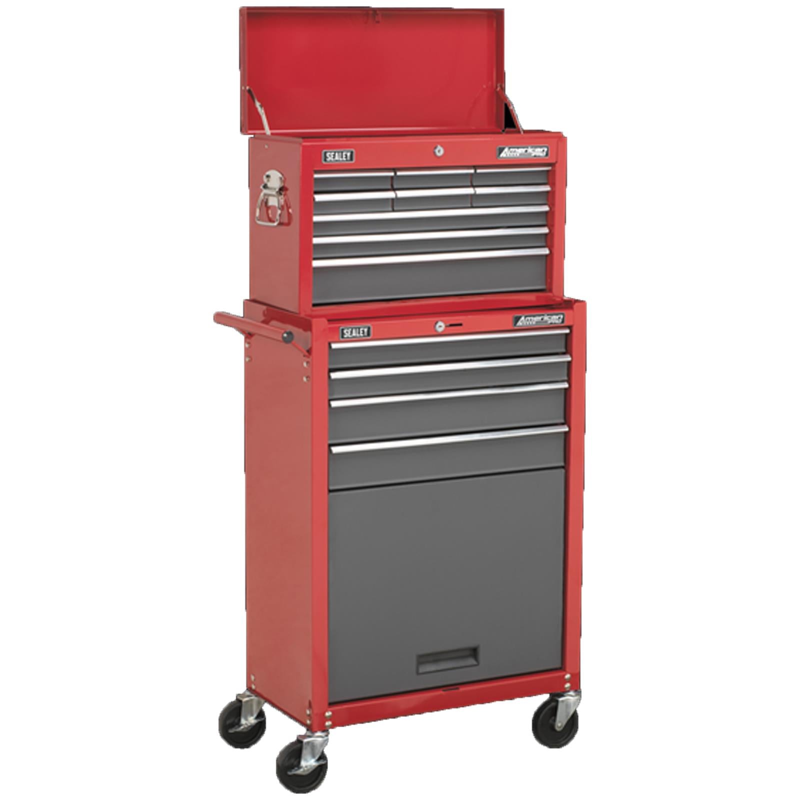 Sealey Topchest & Rollcab Combination 13 Drawer with Ball Bearing Slides-Red/Grey