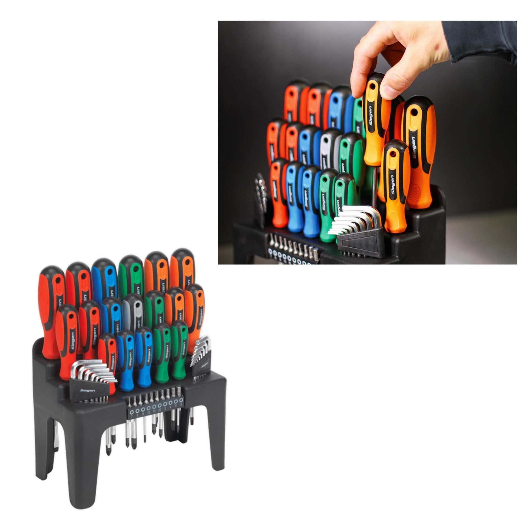 Sealey Screwdriver Hex Key & Bit Tool Set - 44 Pieces - For Light Trade/DIY Use