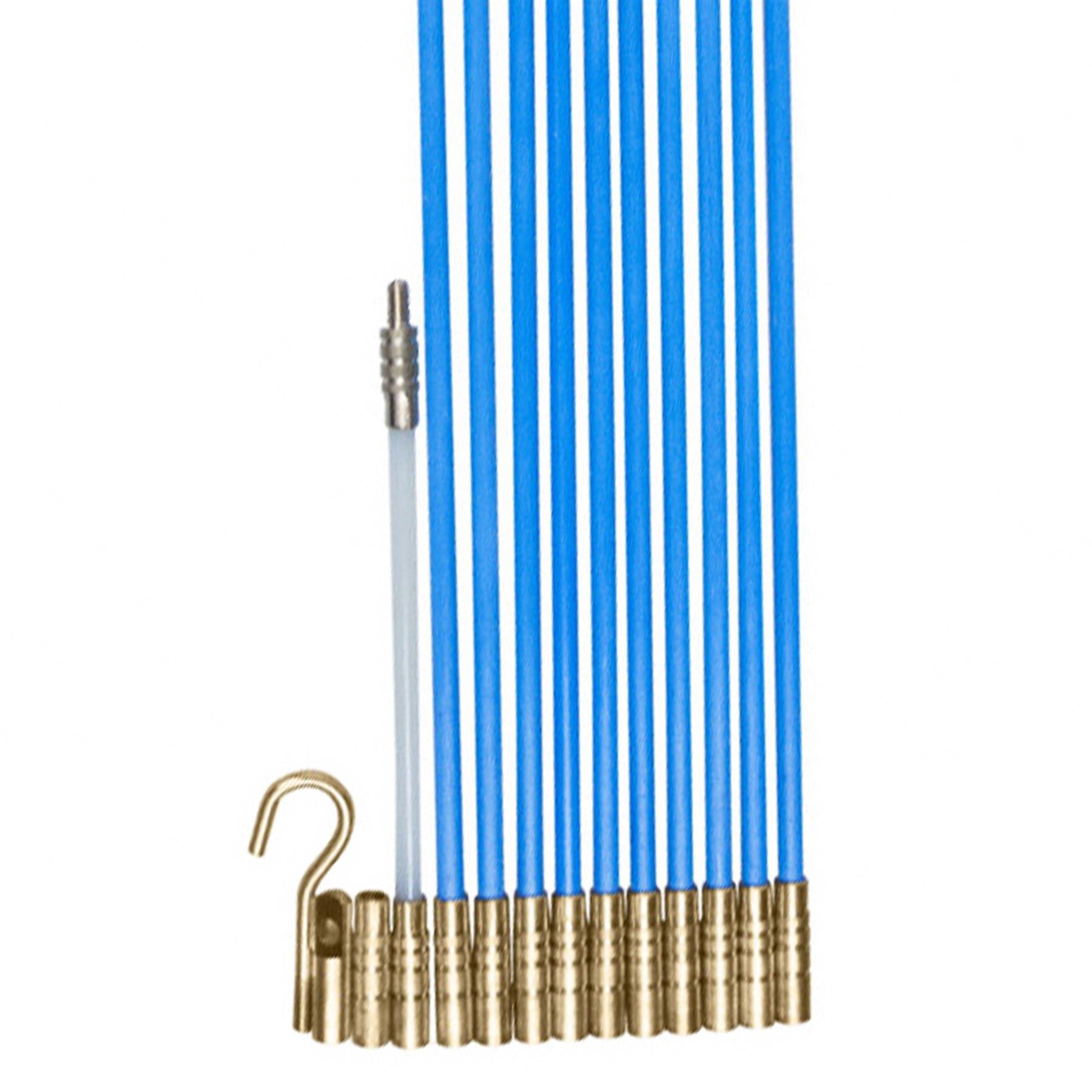 BlueSpot Cable Access Kit 10 x 330mm Long Reach Rod Puller for Wires Hook/Ring