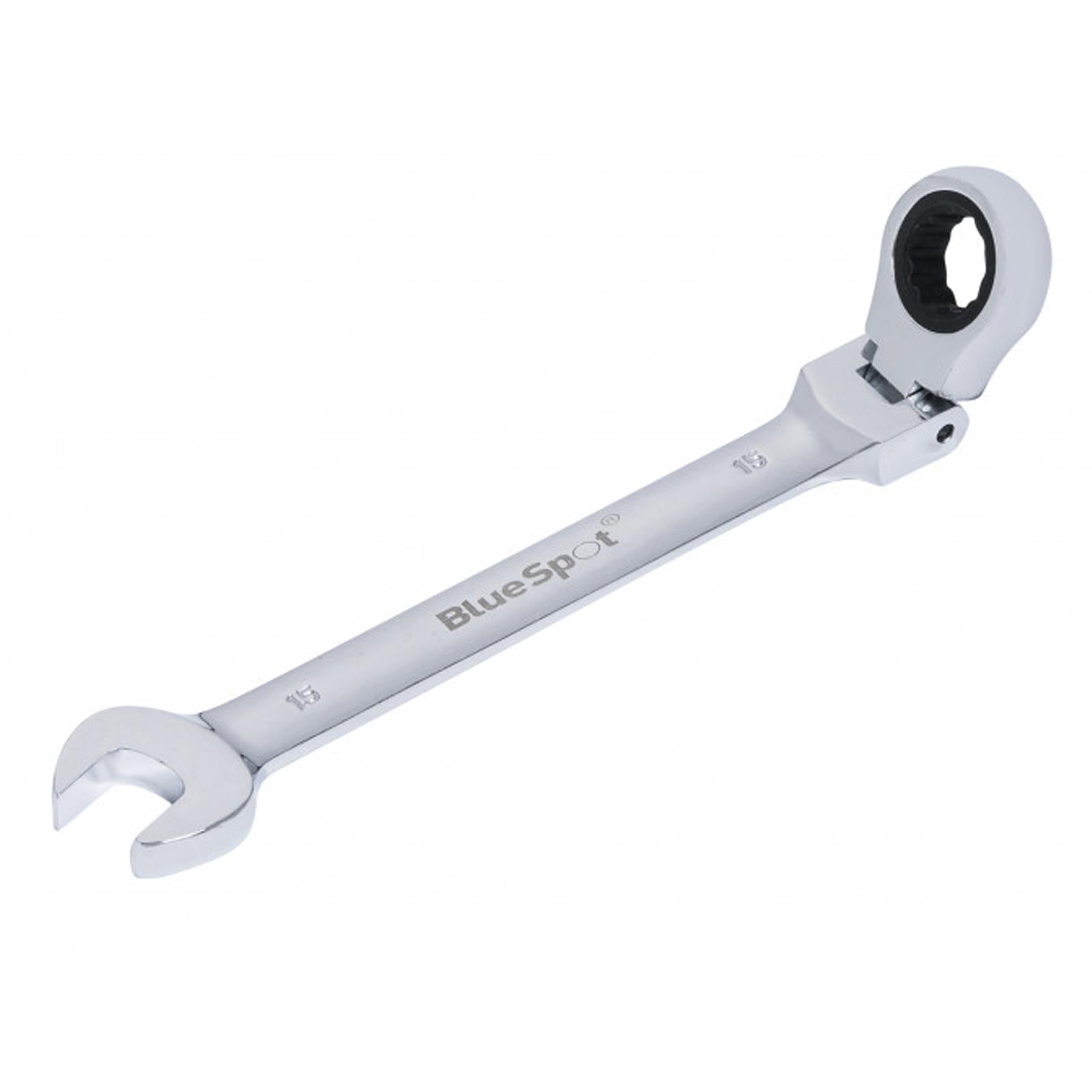 BlueSpot Ratchet Spanner Combination Flexible Head Wrench Metric 15mm