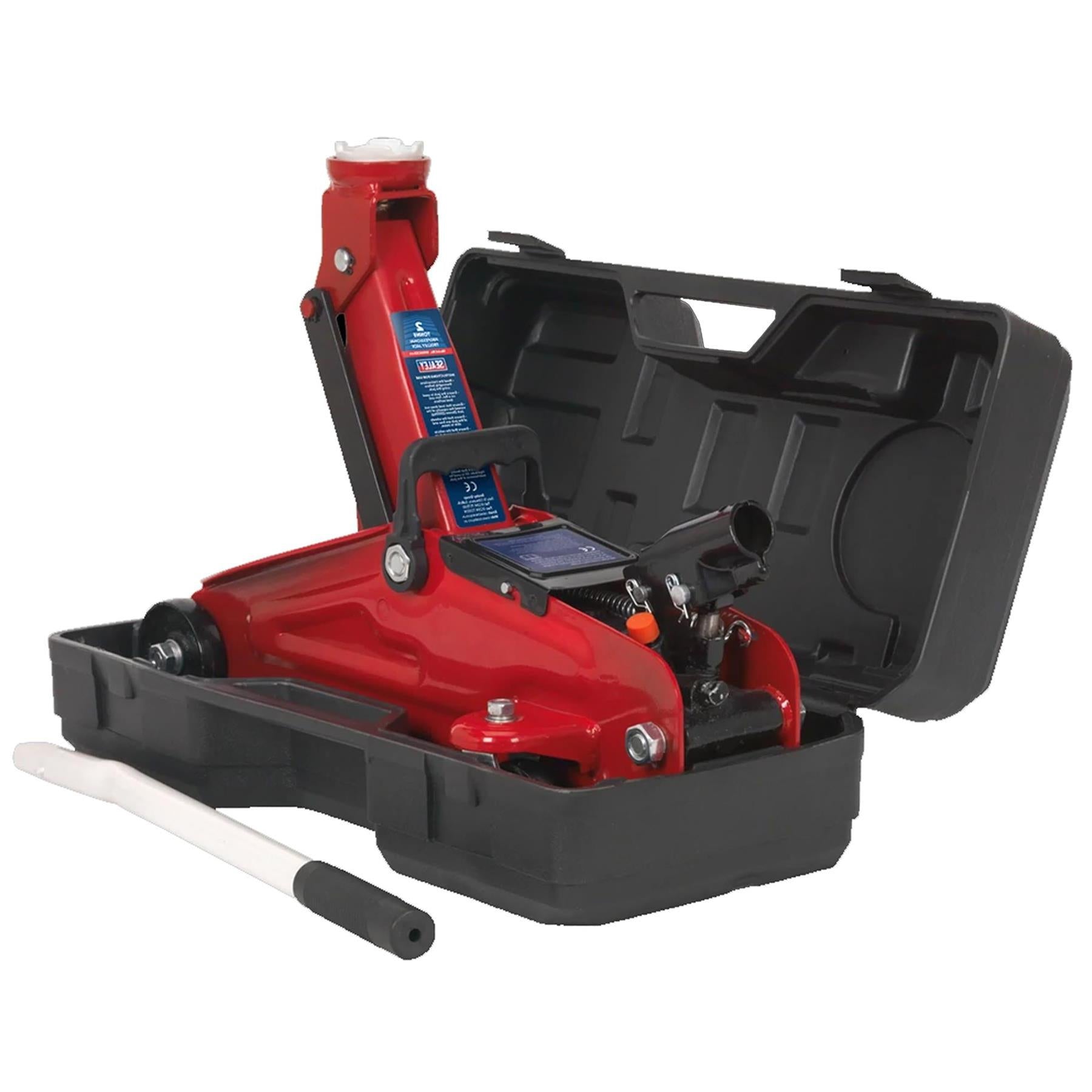 Sealey Trolley Jack 2tonne Short Chassis with Storage Case