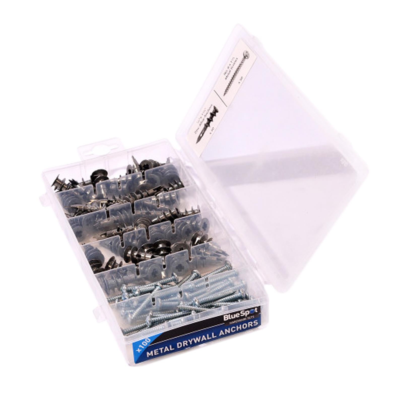 BlueSpot 100Pce Assorted DRYWALL ANCHOR & SCREW SET Platerboard Fixings