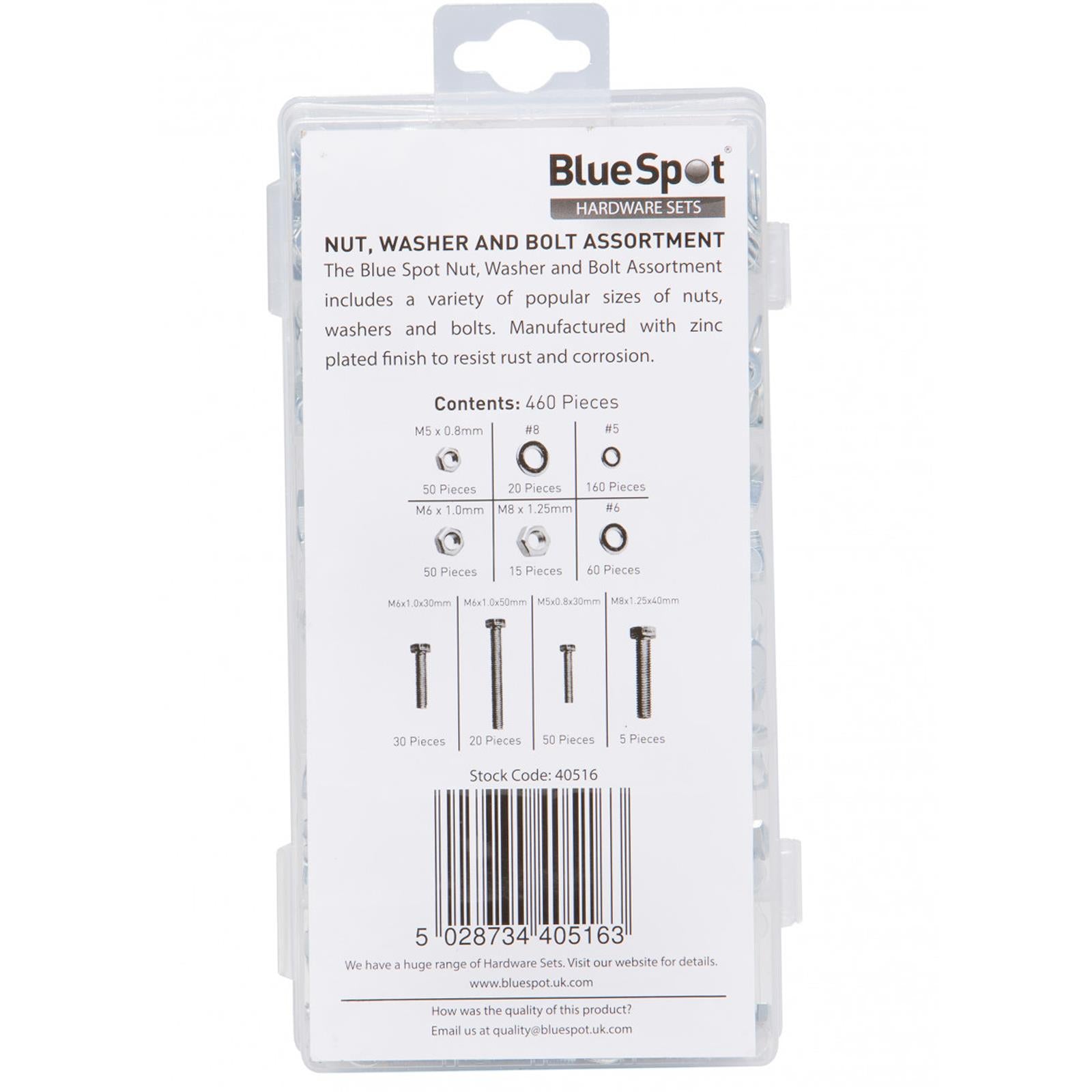 M3 M4 M5 M6 M8 Bluespot 460pce High-quality Tensile Bolt Zinc Nyloc Nuts Washer