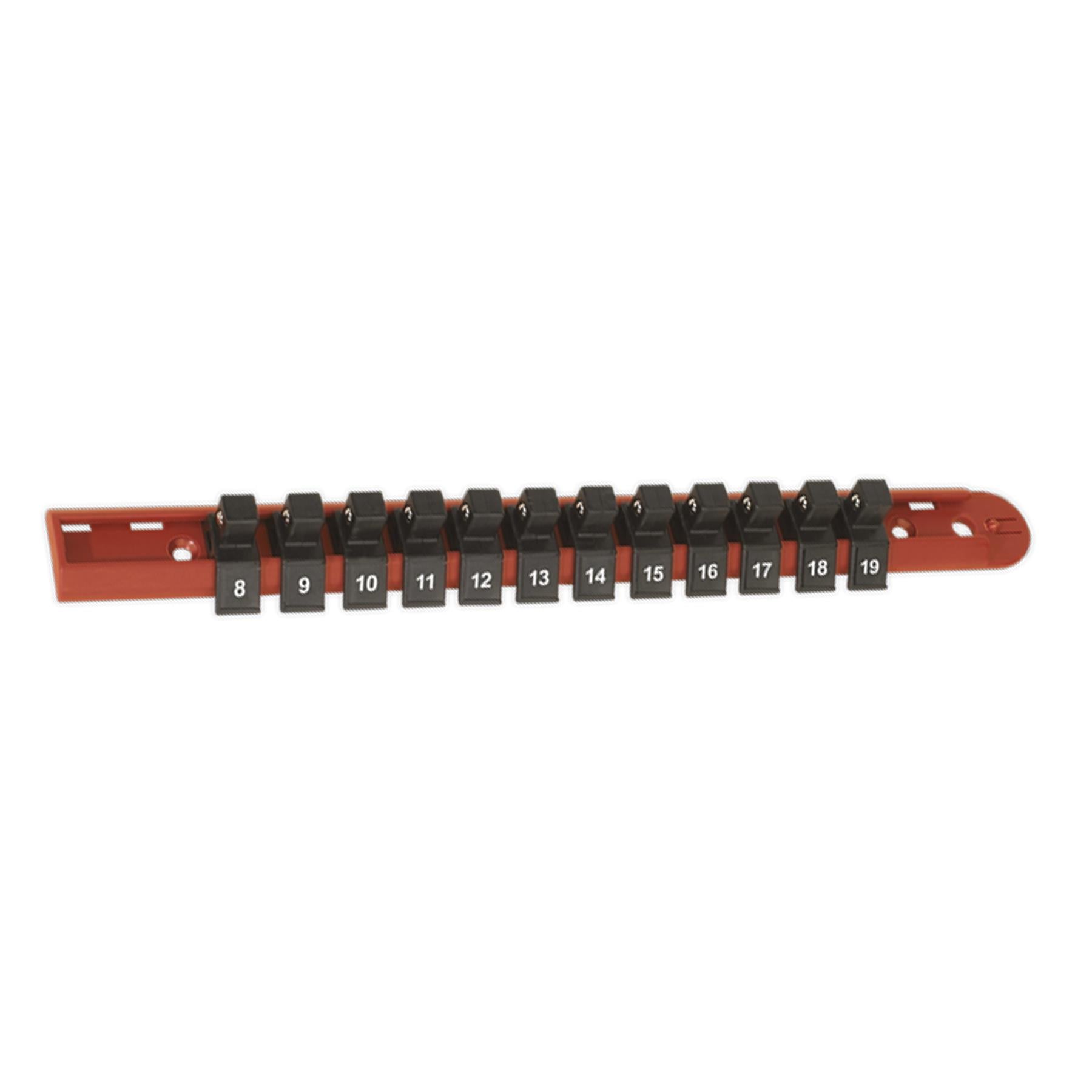 Sealey Socket Retaining Rail With 12 Clips 3/8" Sq Drive 8-19mm - AK3812