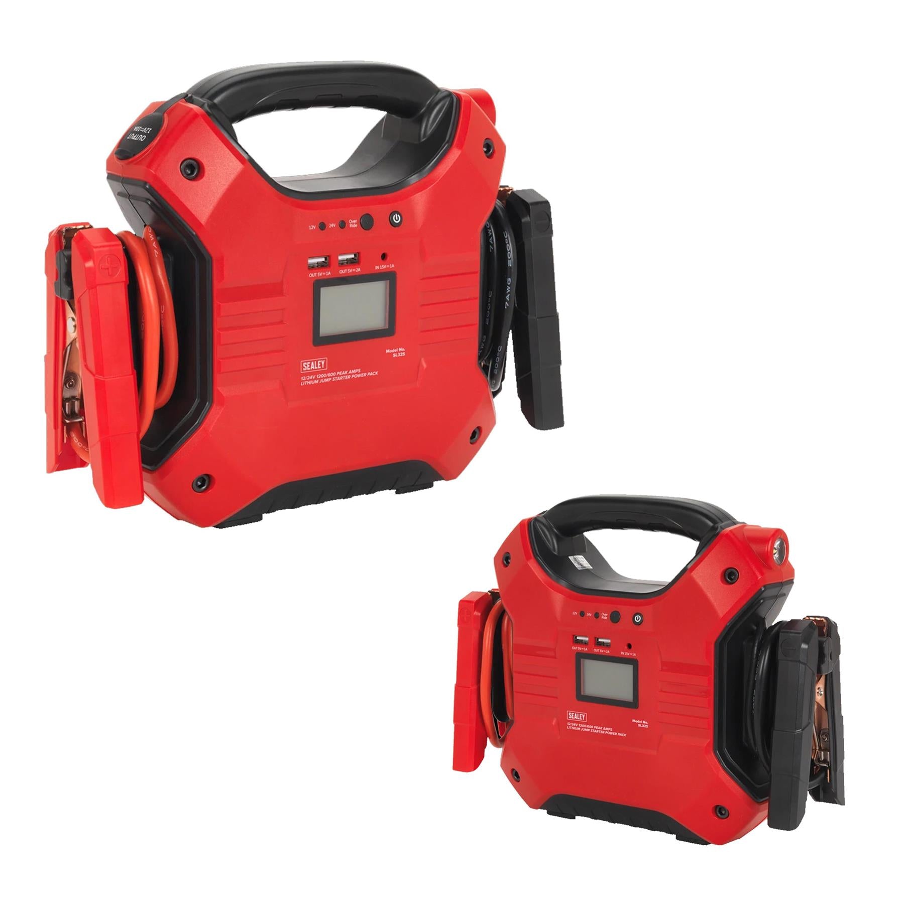Sealey Jump Starter Power Pack Lithium-ion Phosphate (LiFePo4) 12/24V 1200/600 Peak Amps