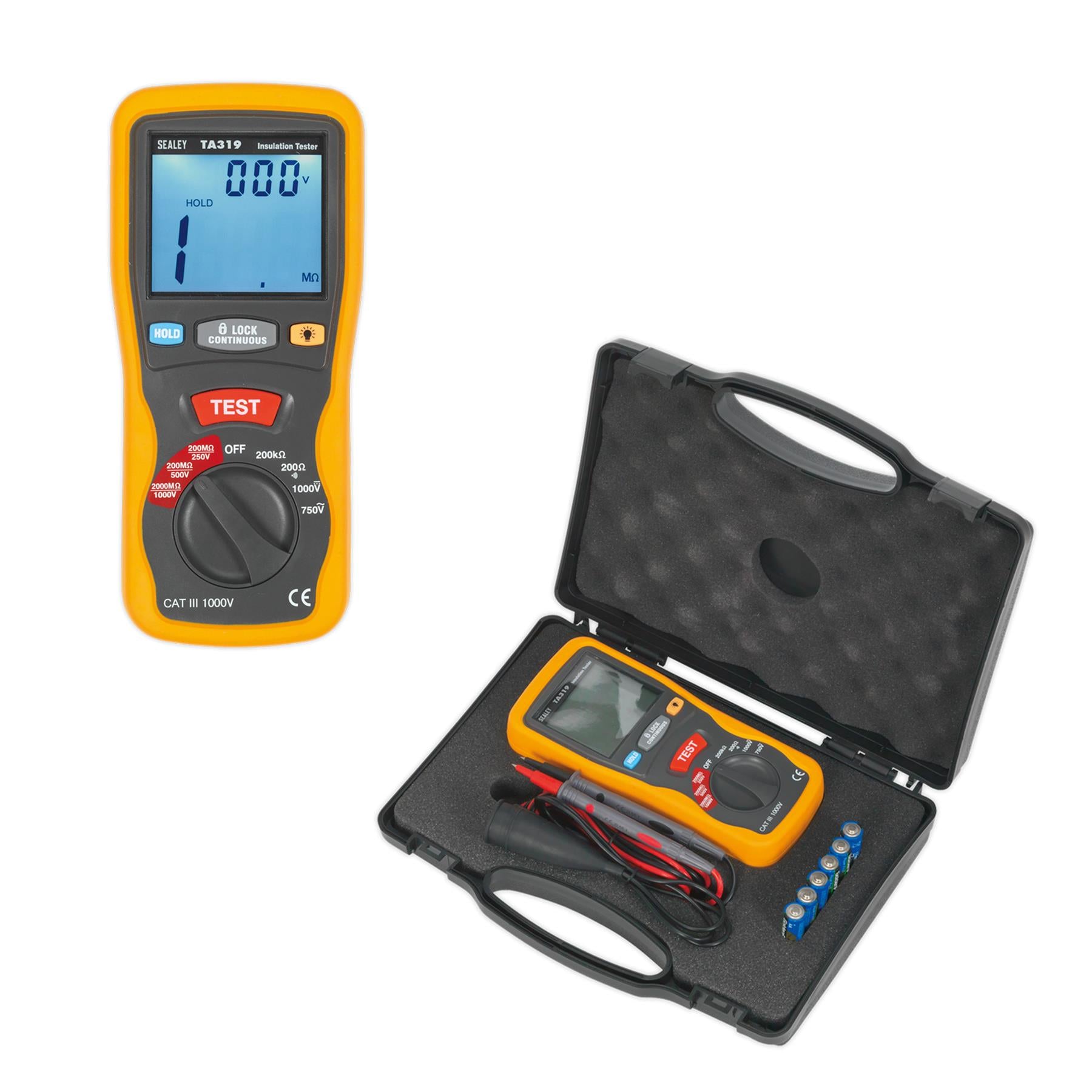 Sealey Digital Insulation Tester Batteries & Storage Case - TA319