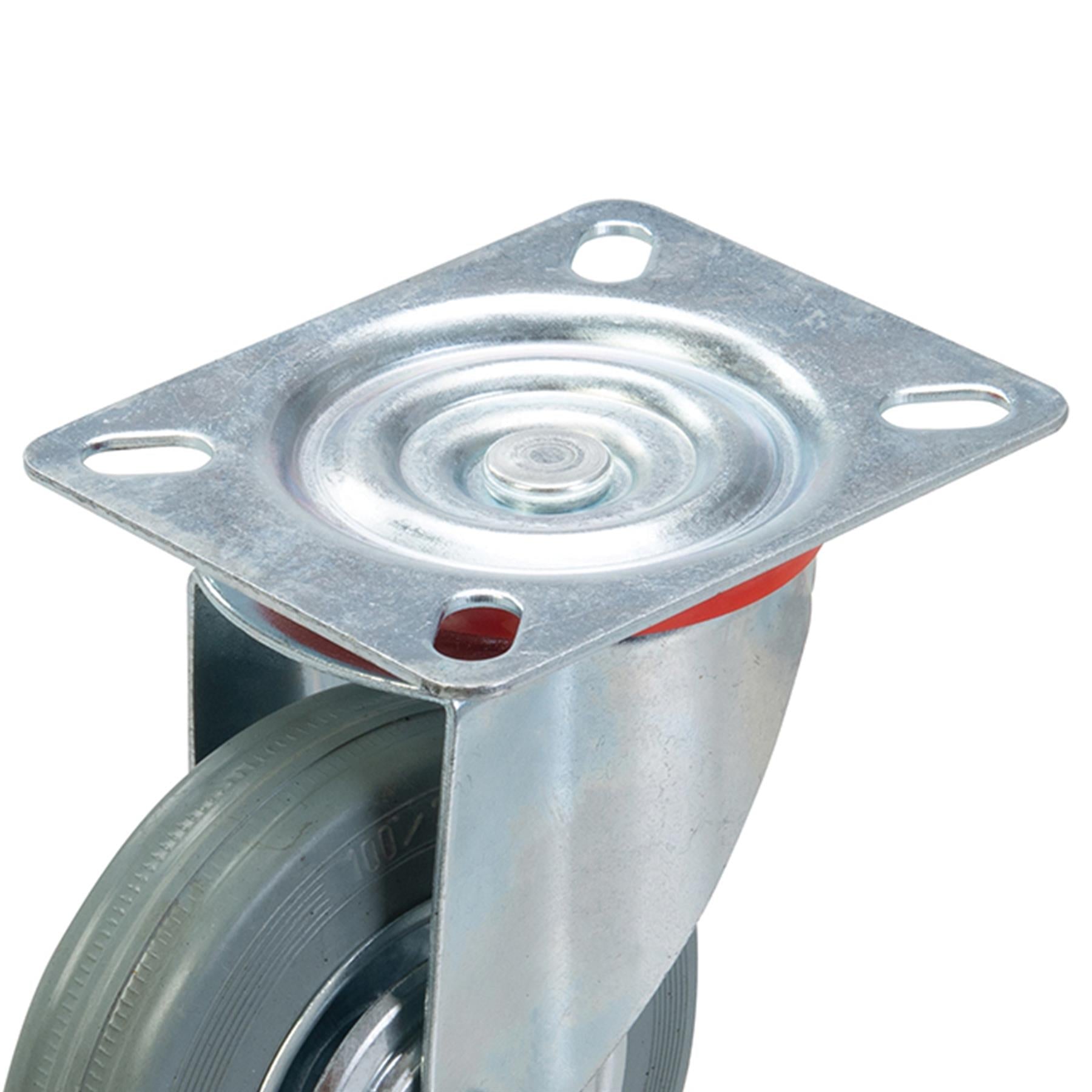 Swivel Rubber Castor - 100mm 70Kg With Non-Marking Tyre And Swivel Action