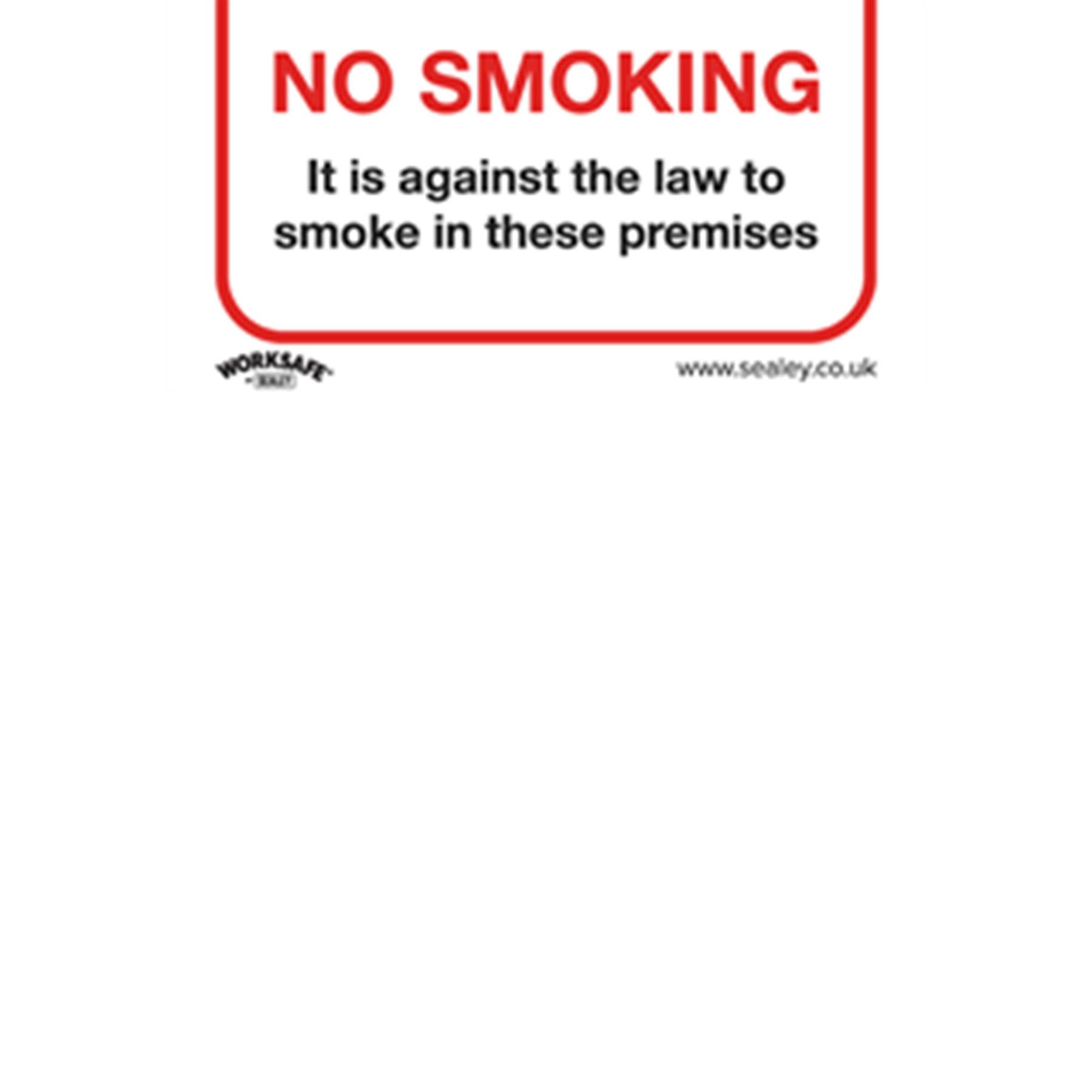 Safety Sign - No Smoking (On Premises) - Plastic - Pk of 10. Sealey