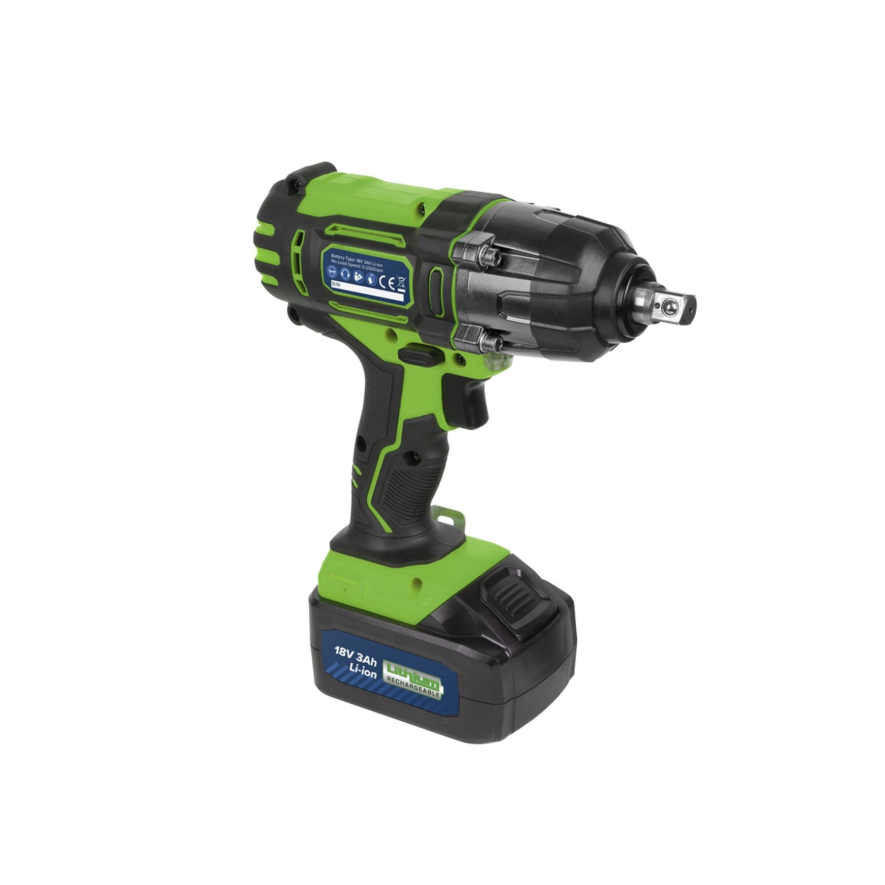 Sealey Cordless Impact Wrench 18V 3Ah Li-ion 1/2"Sq Drive Hi-Vis
