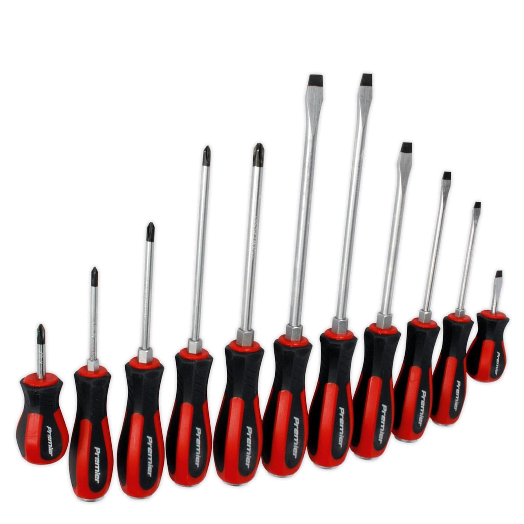 Sealey 11pc Screwdriver Set Hammer Thru Slotted Phillips Hammer Strike 38-200mm
