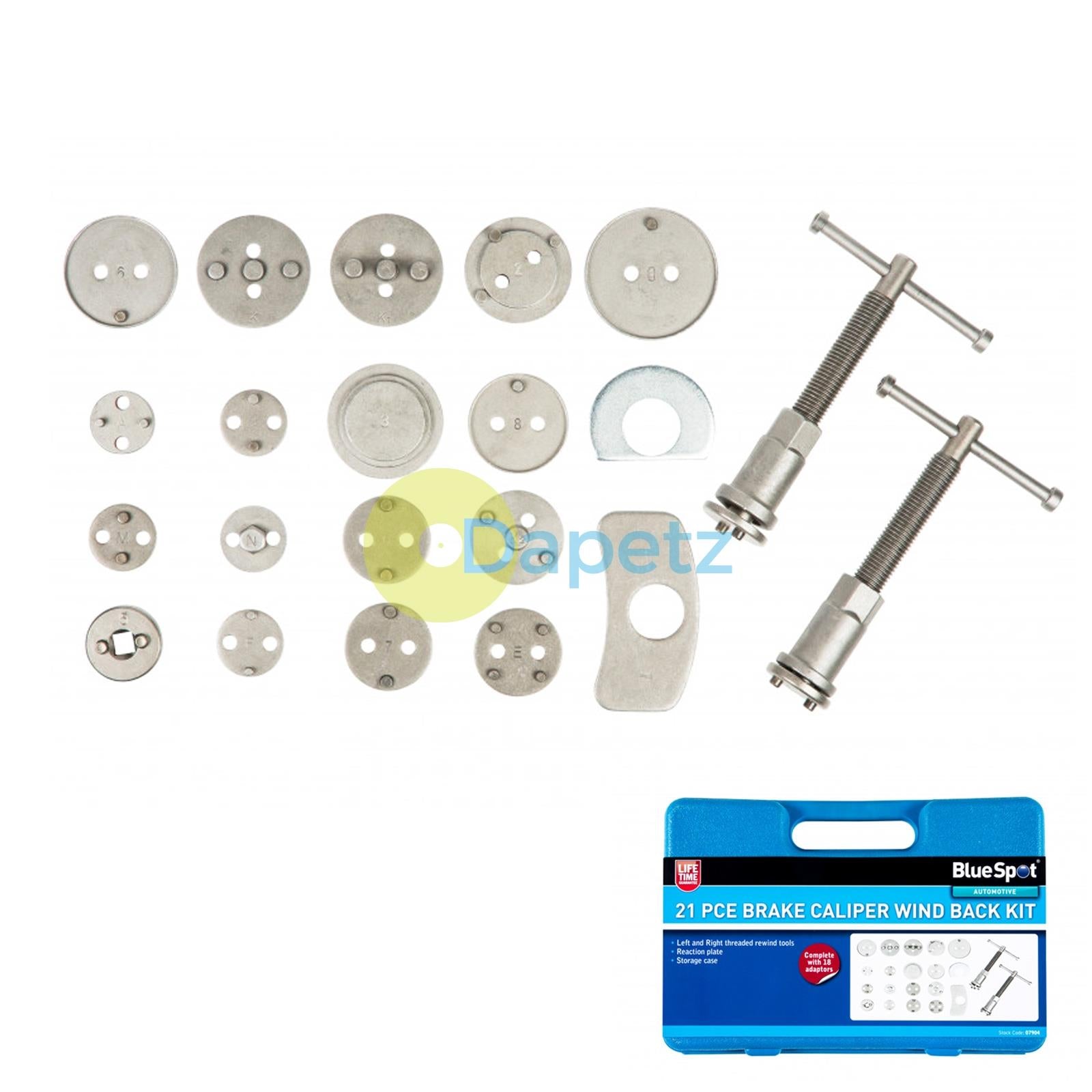 BlueSpot 21Pce Universal Brake Caliper Piston Rewind Repair Kit Wind Back Tool Set
