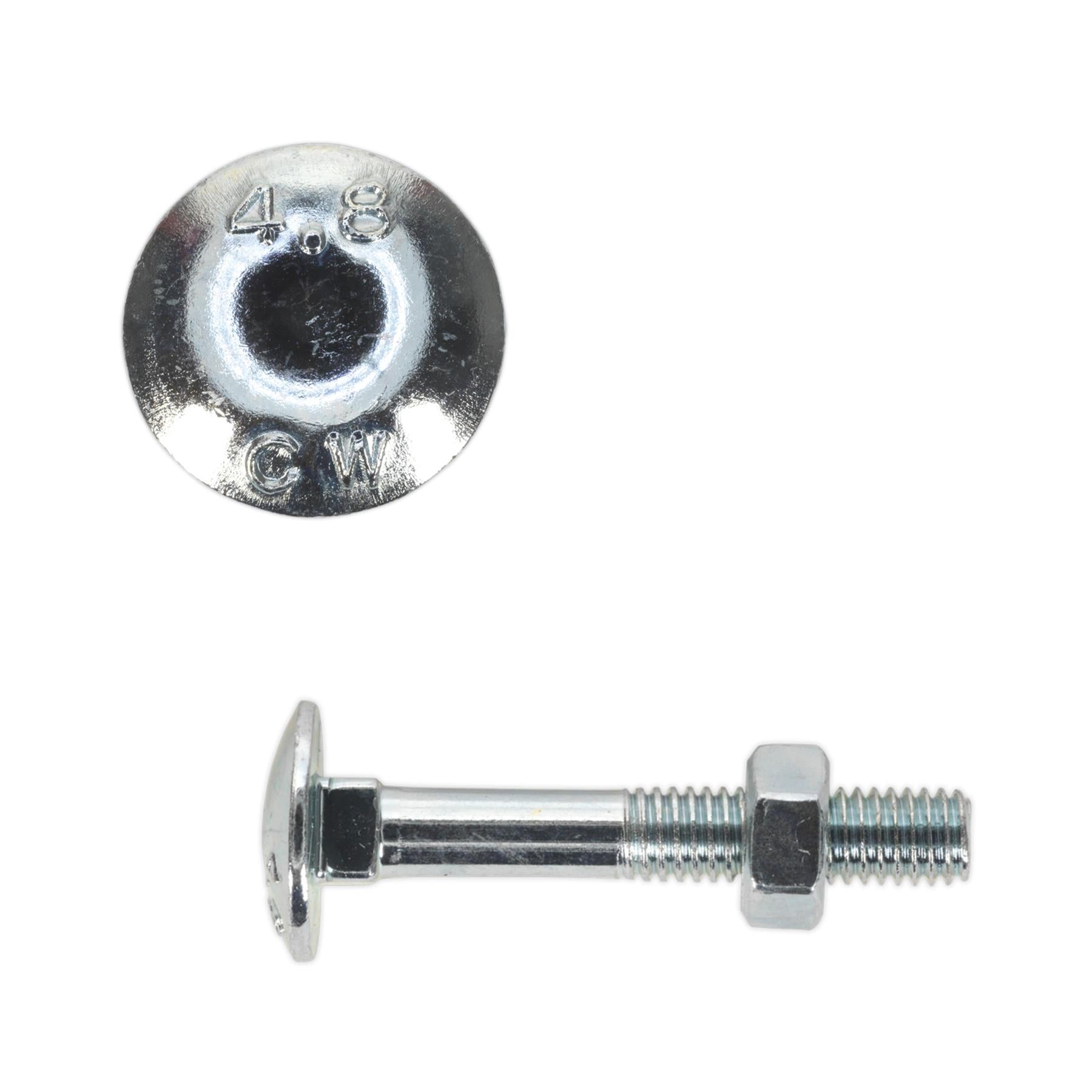 Sealey Coach Bolt & Nut DIN 603 - M6 x 40mm Zinc Pack of 100