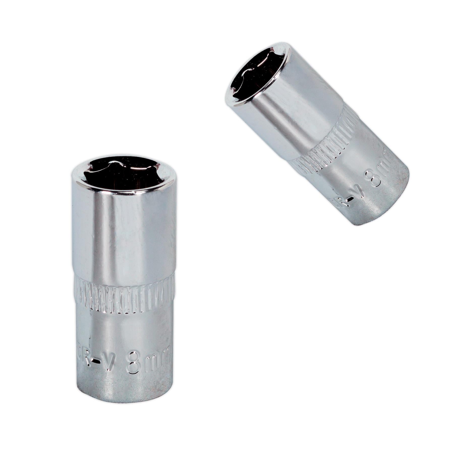 Sealey WallDrive Socket 8mm 1/4"Sq Drive Fully Polished