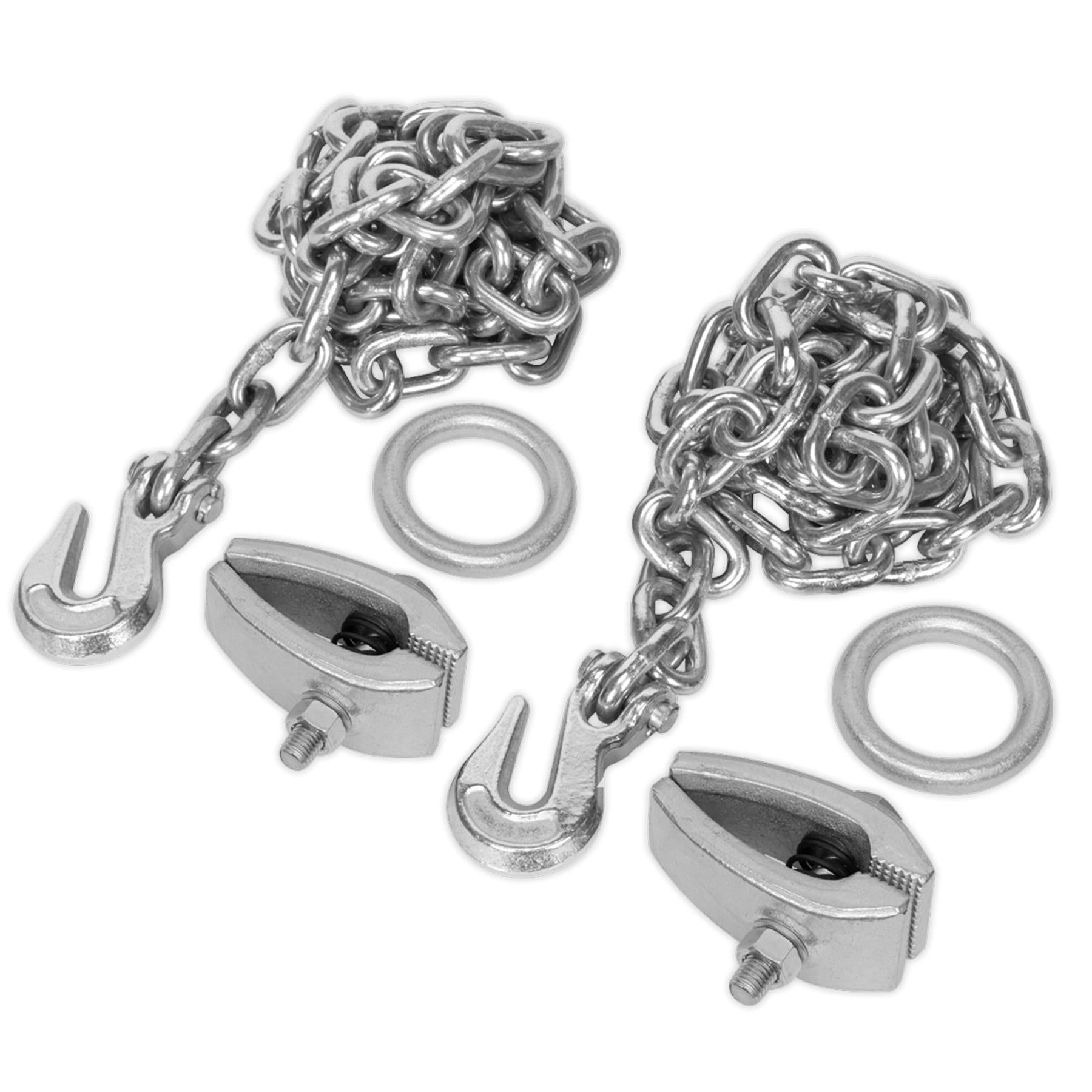 Sealey Chain Kit 2 x 2m Chains 2 x Clamps heavy-duty pull clamps.
